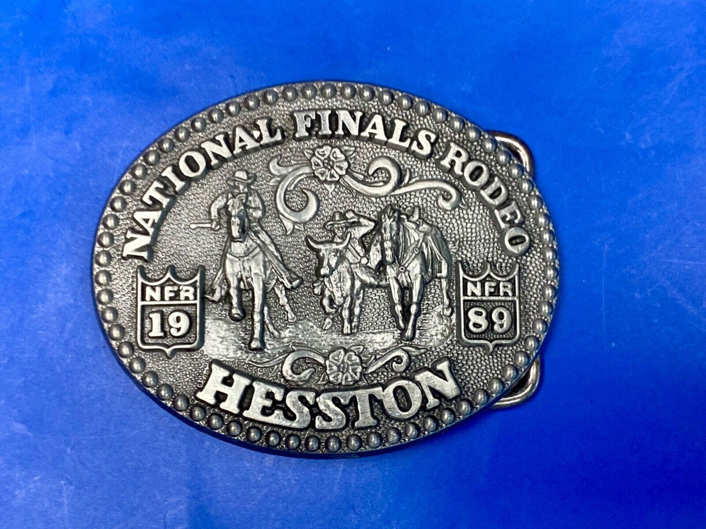 1989 Youth Size Nfr National Finals Rodeo Western Belt Buckle