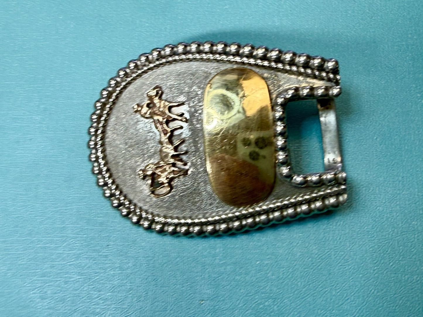 Vintage Cattle Drive Cowboy Horse Back Riding Trailing Pack Mule Belt Buckle