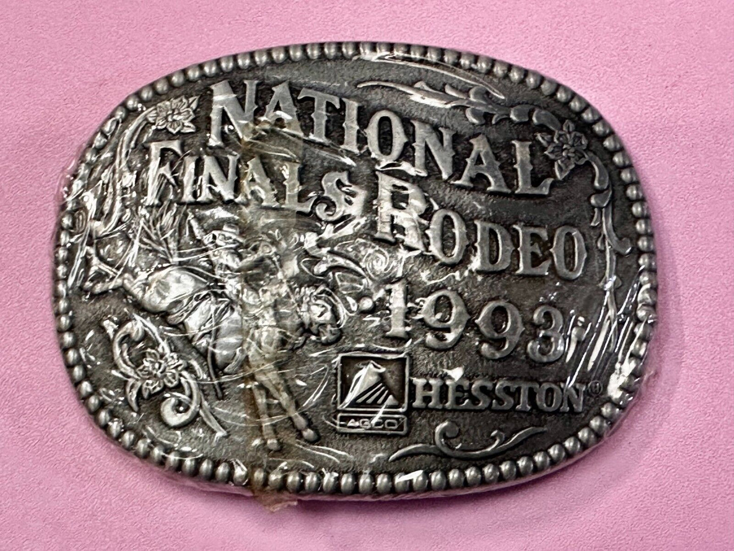 1993 Hesston National Finals Rodeo NFR Cowboys Adult Size NOS Belt Buckle by ADM