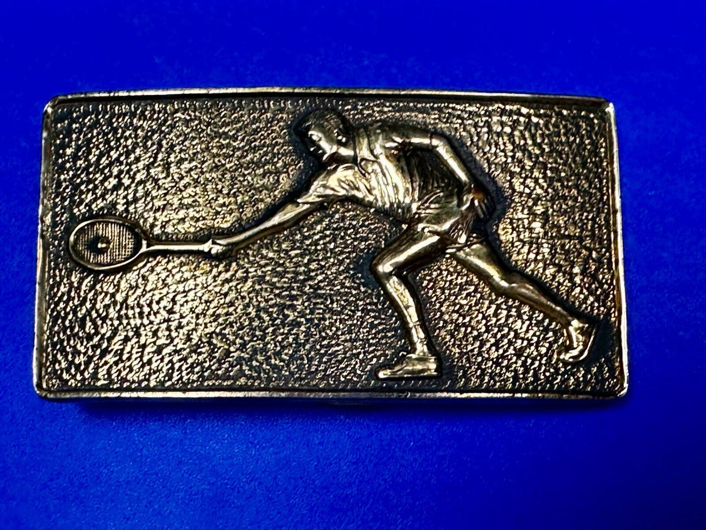 Tennis Player Men Solid Brass Vtg 1978 Belt Buckle by Baron Buckles Taiwan 8007