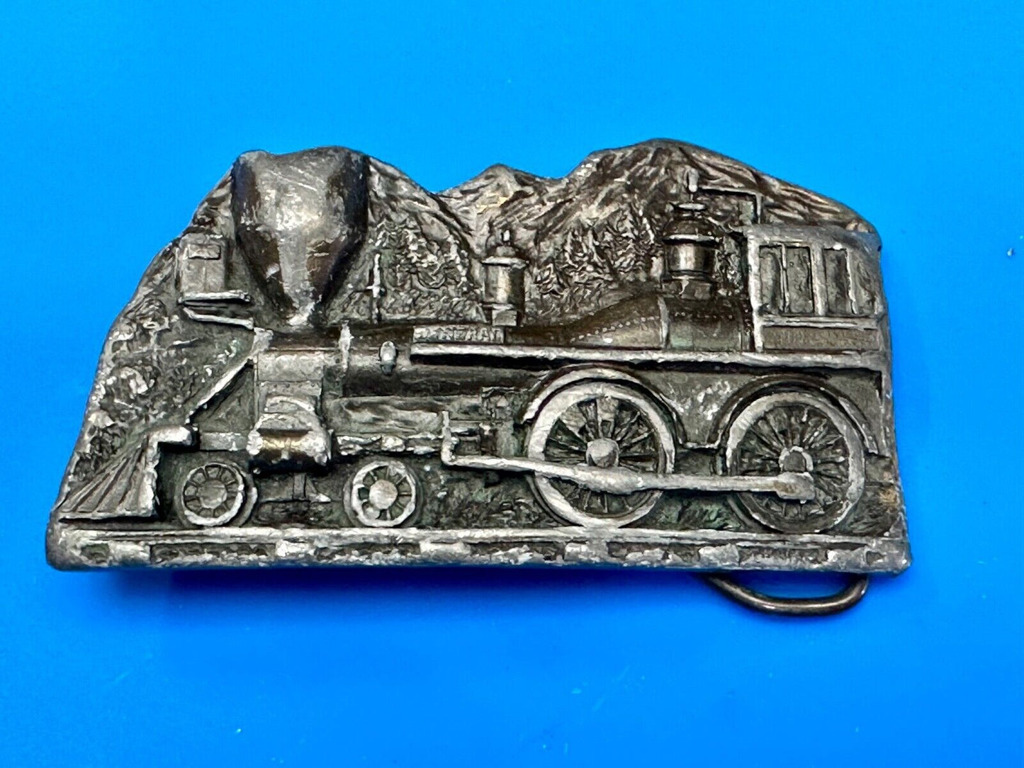 Train Steam Locomotive Vintage 1977 Cutout RR Cast Hawks Sky Patrol Belt Buckle