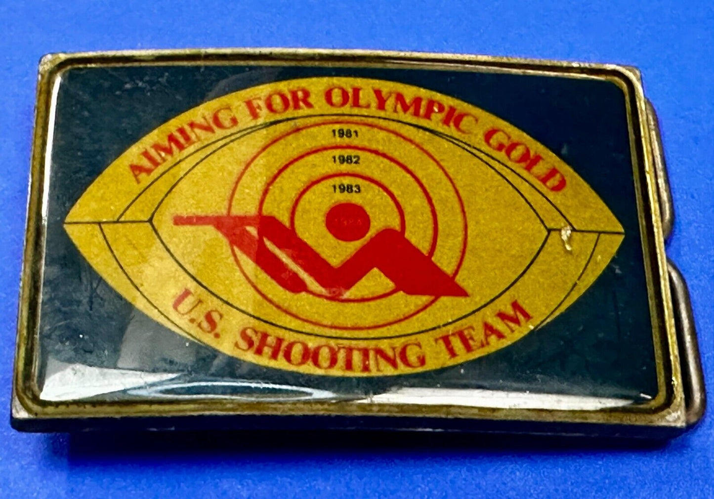 US Shooting Team Los Angeles 1984 Aiming for Olympic Gold Vintage Belt Buckle