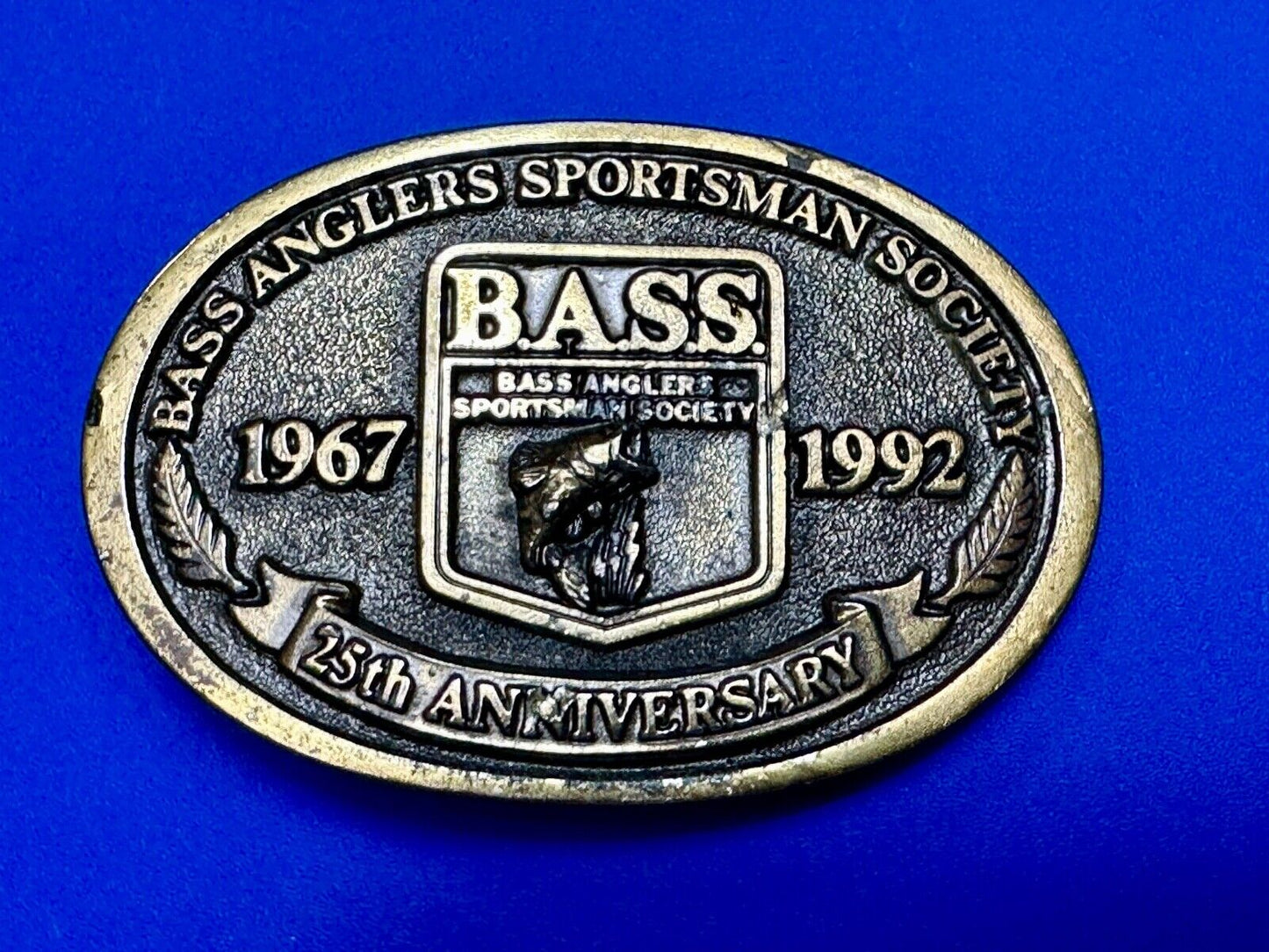 BASS 1992 25 years Bass Anglers Fishing Society commemorative belt buckle
