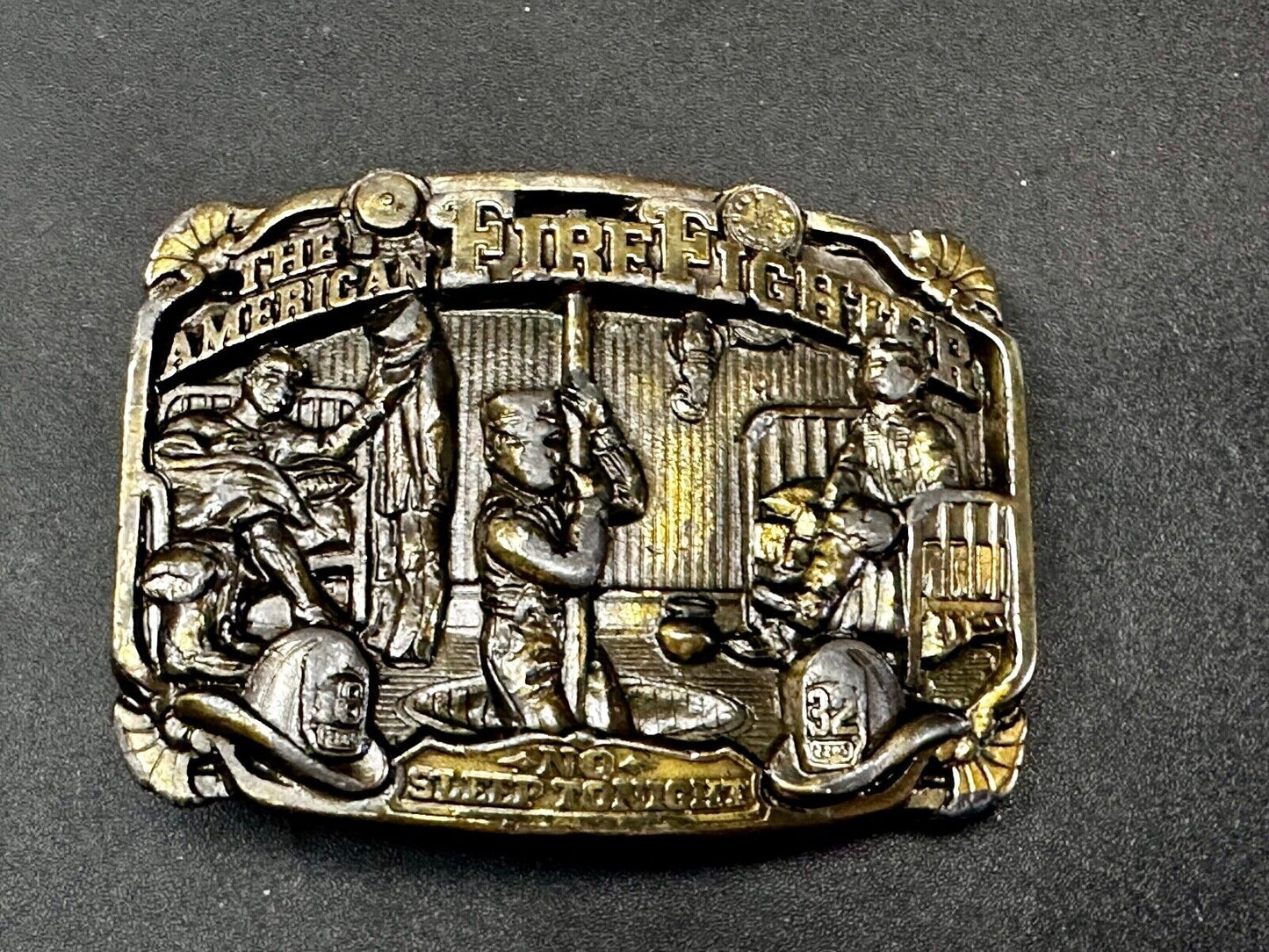 1986 The American Fire Fighter No Sleep Tonight Great American Belt Buckle