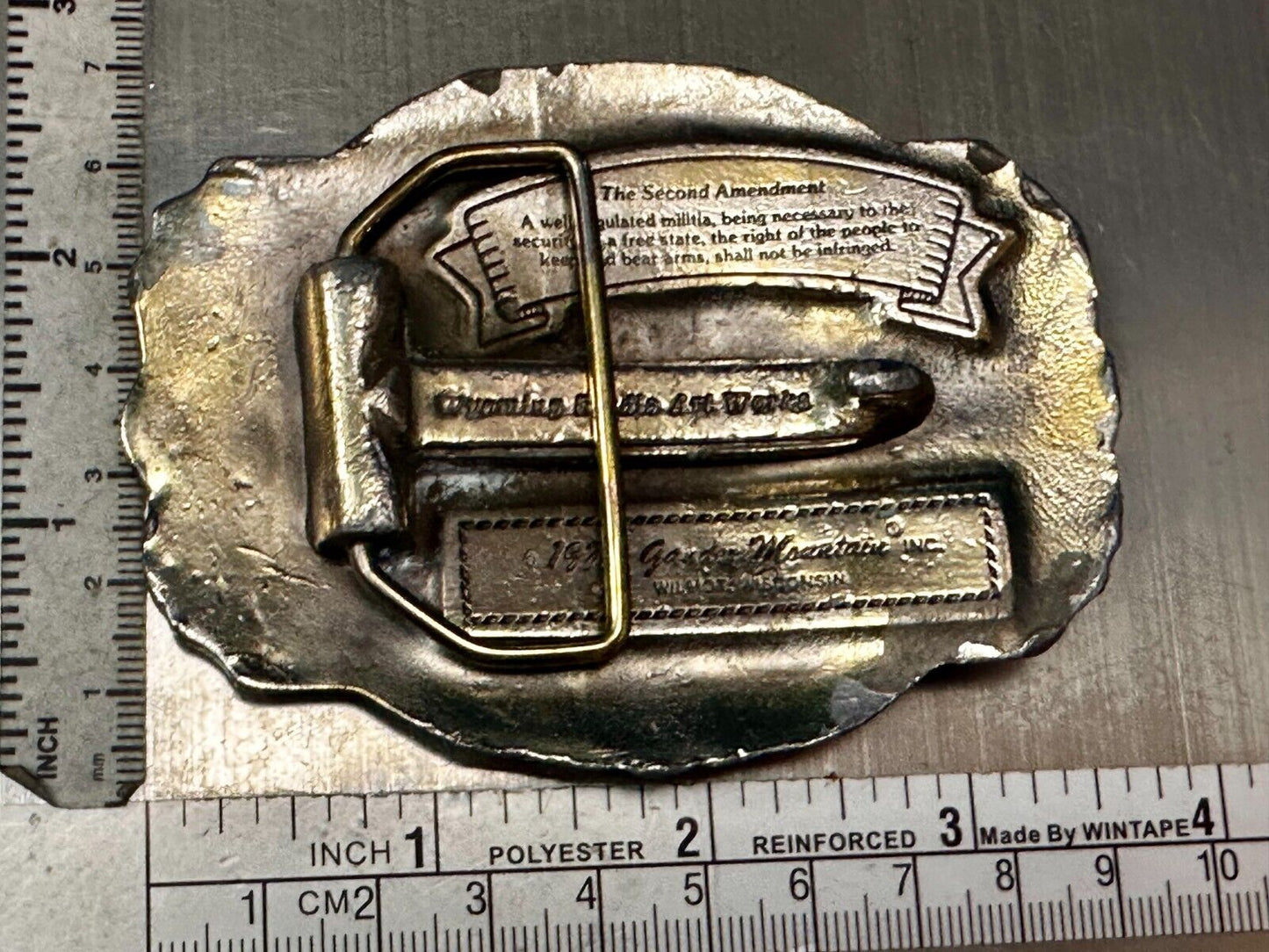 The Right To Keep and Bear Arms 2nd Amendment Vintage 1975 Belt Buckle - Wyoming