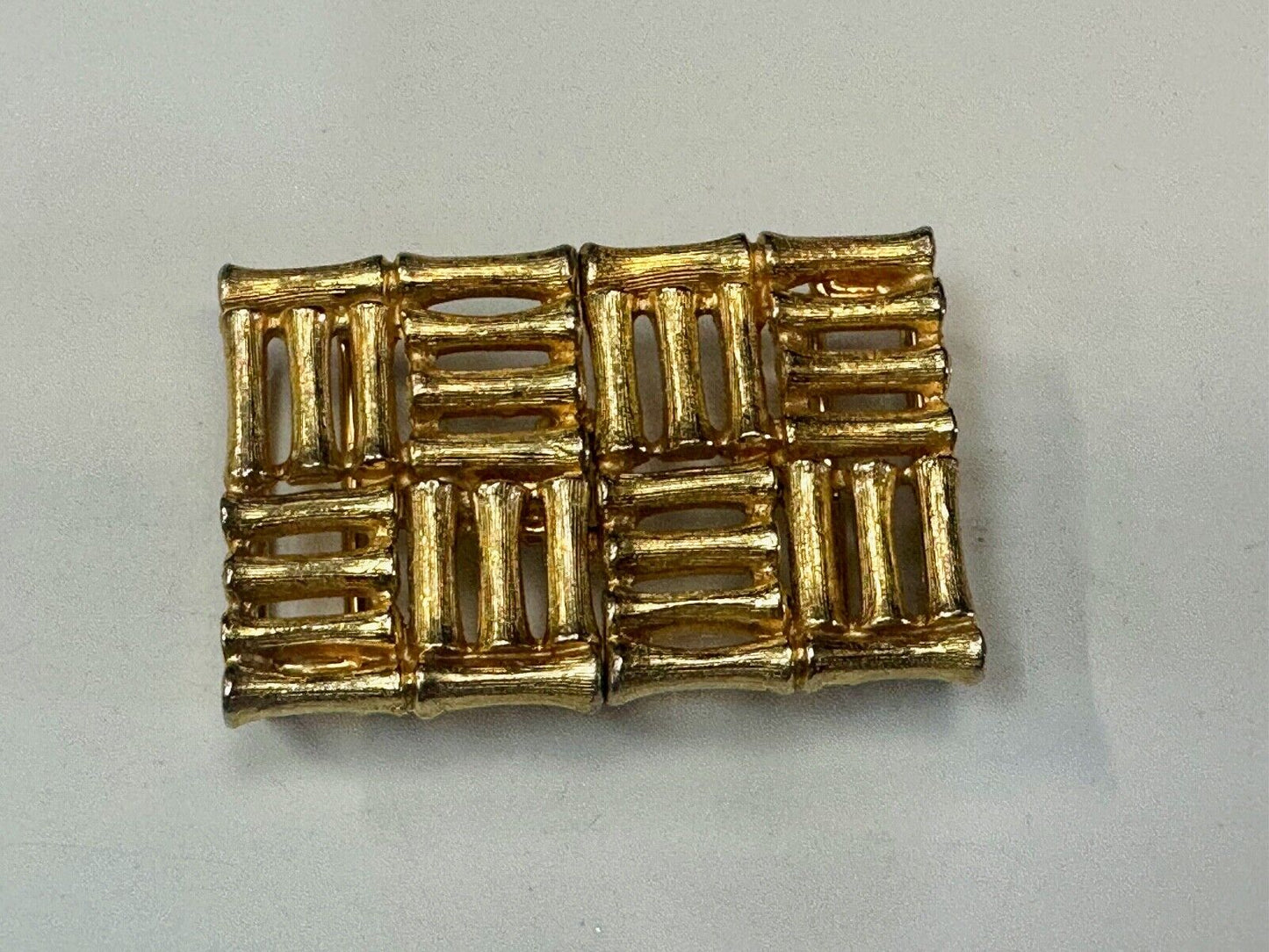 Bamboo Squares Two piece interconnecting vintage belt buckle by Mimi Di N