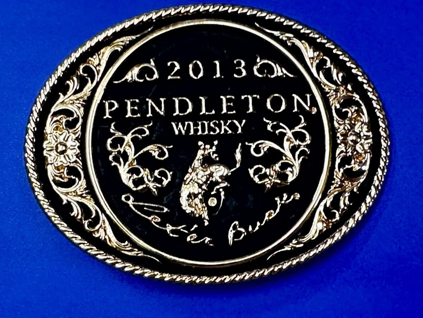 2013 Pendleton Whiskey Let'er Buck Rodeo Cowboy Montana Silversmiths Belt Buckle