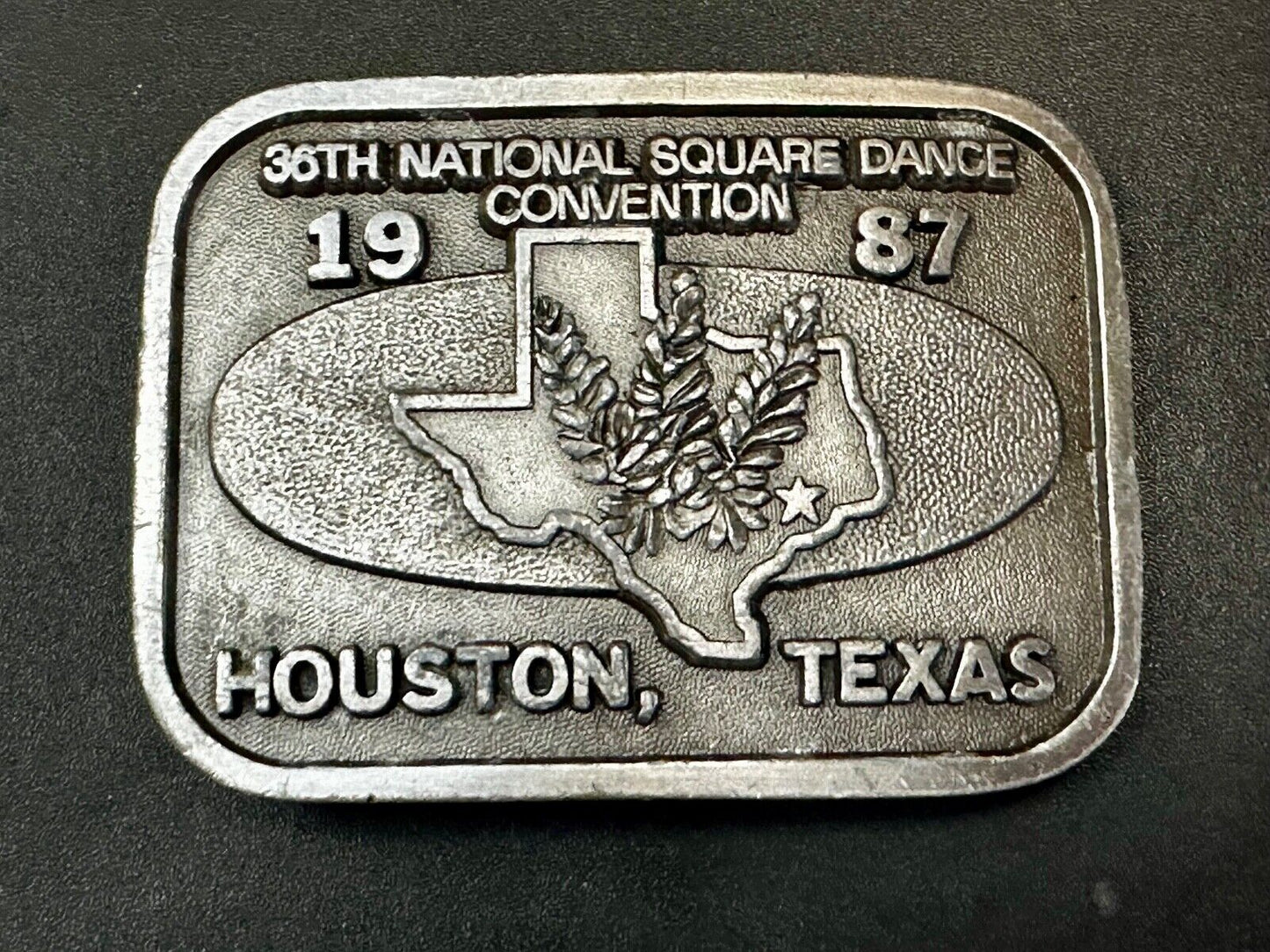 36th National Square Dance Convention 1987 Houston Texas Metal Belt Buckle