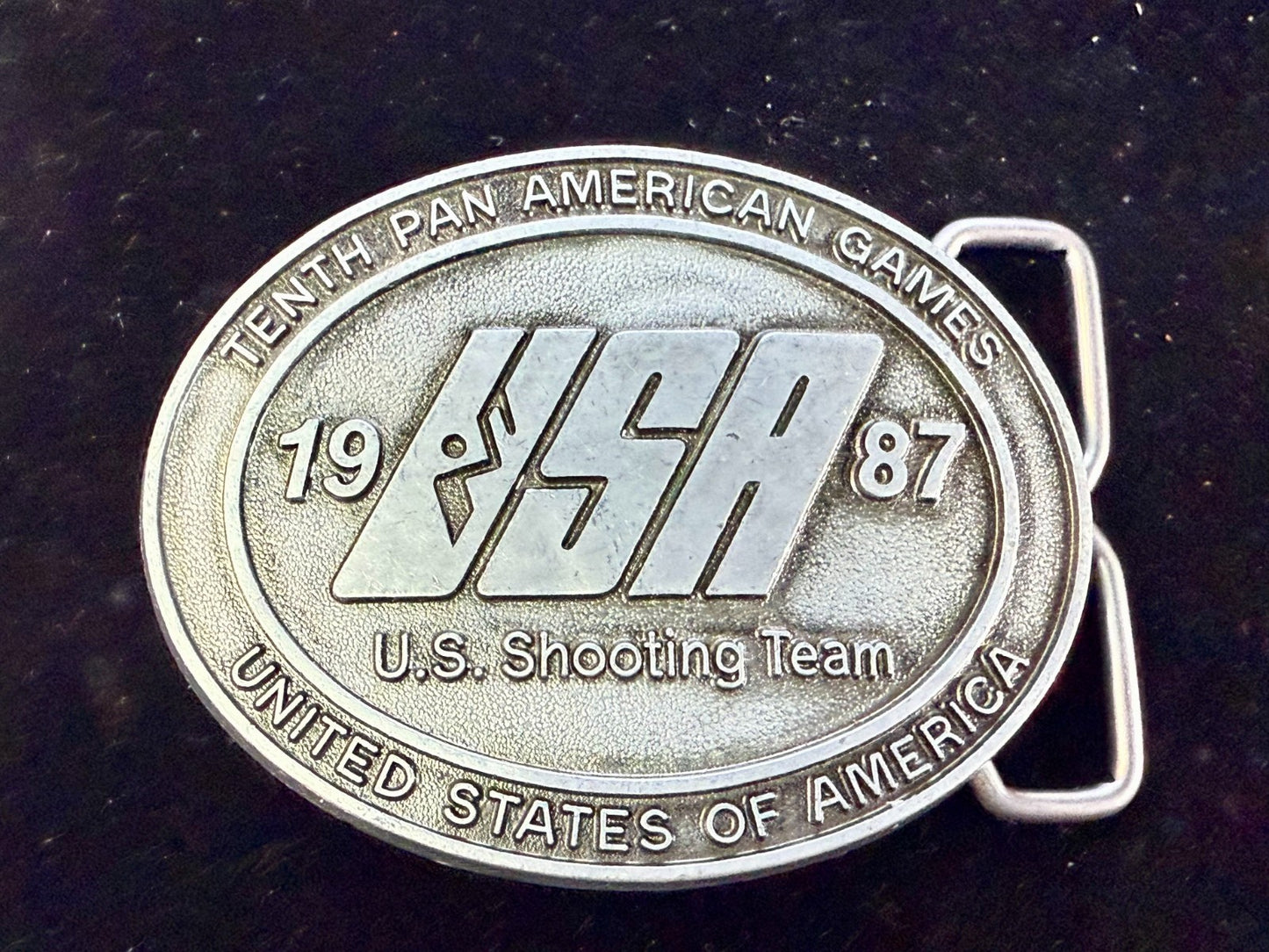1987 USA U.S. Shooting Team Pan Am Games Commemorative NOS Belt Buckle
