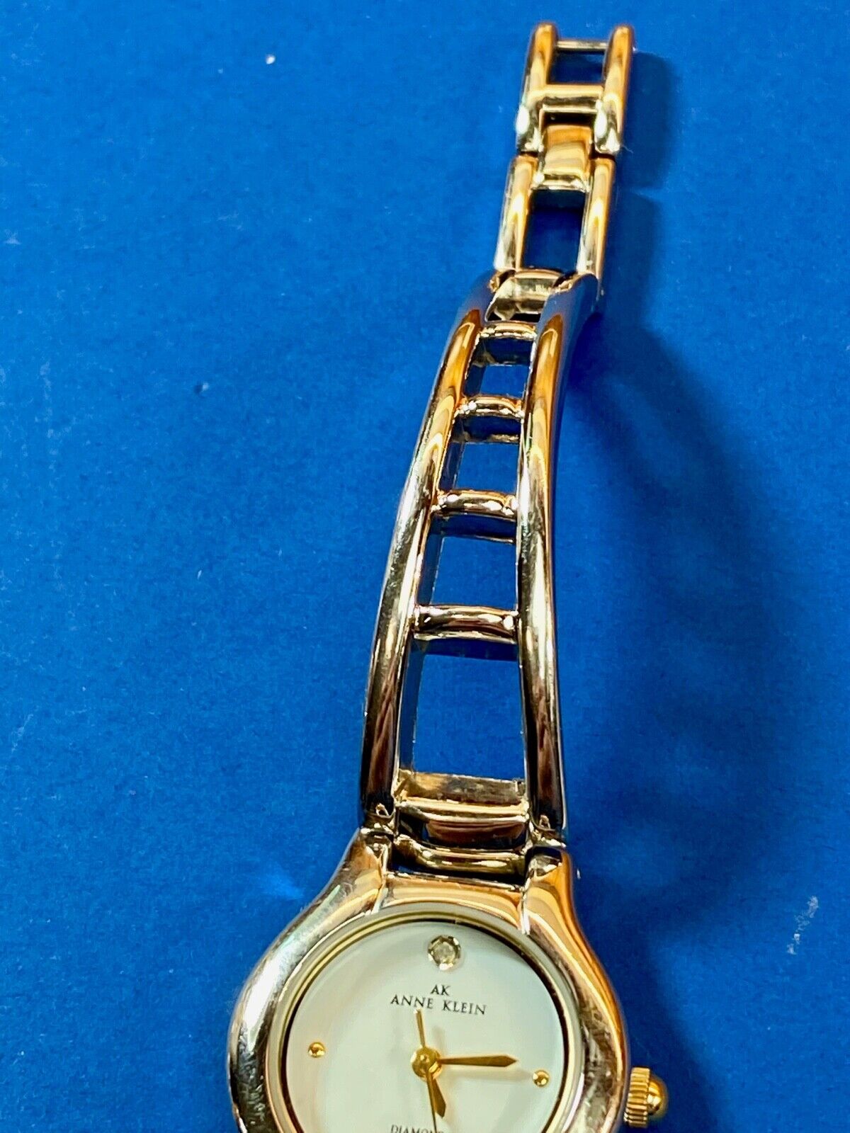 Beautiful Ak Anne Klein Diamond Gold Tone Women's Ladies Watch - Working Well!