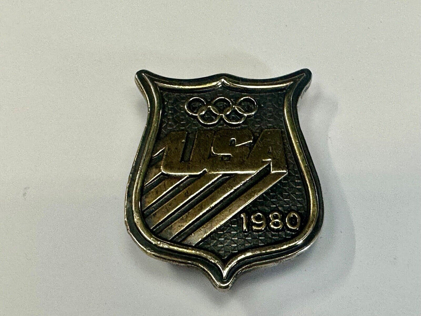 Vintage 1980 USA Olympic Teams Badge Shaped Bergamot belt buckle