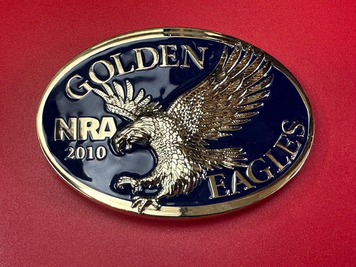 2010 Commemorative Golden Eagles NRA belt buckle in box - Vote Gun Rights