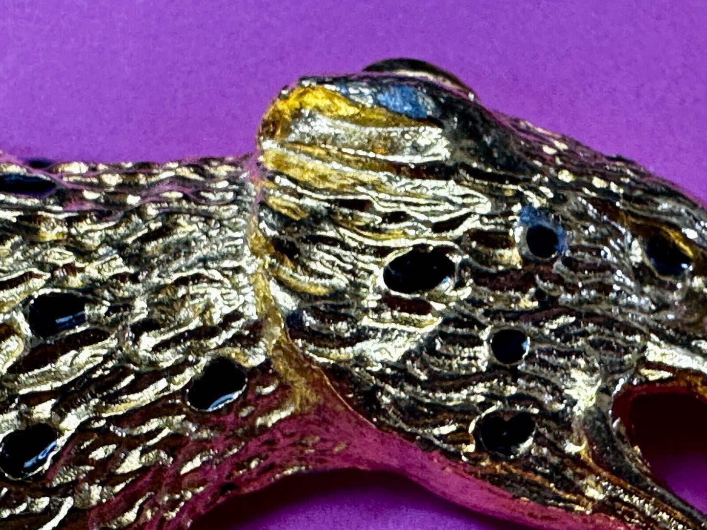 Badger? Leopard - Vintage Animal 6" Wide Gold Tone Vintage Belt Buckle