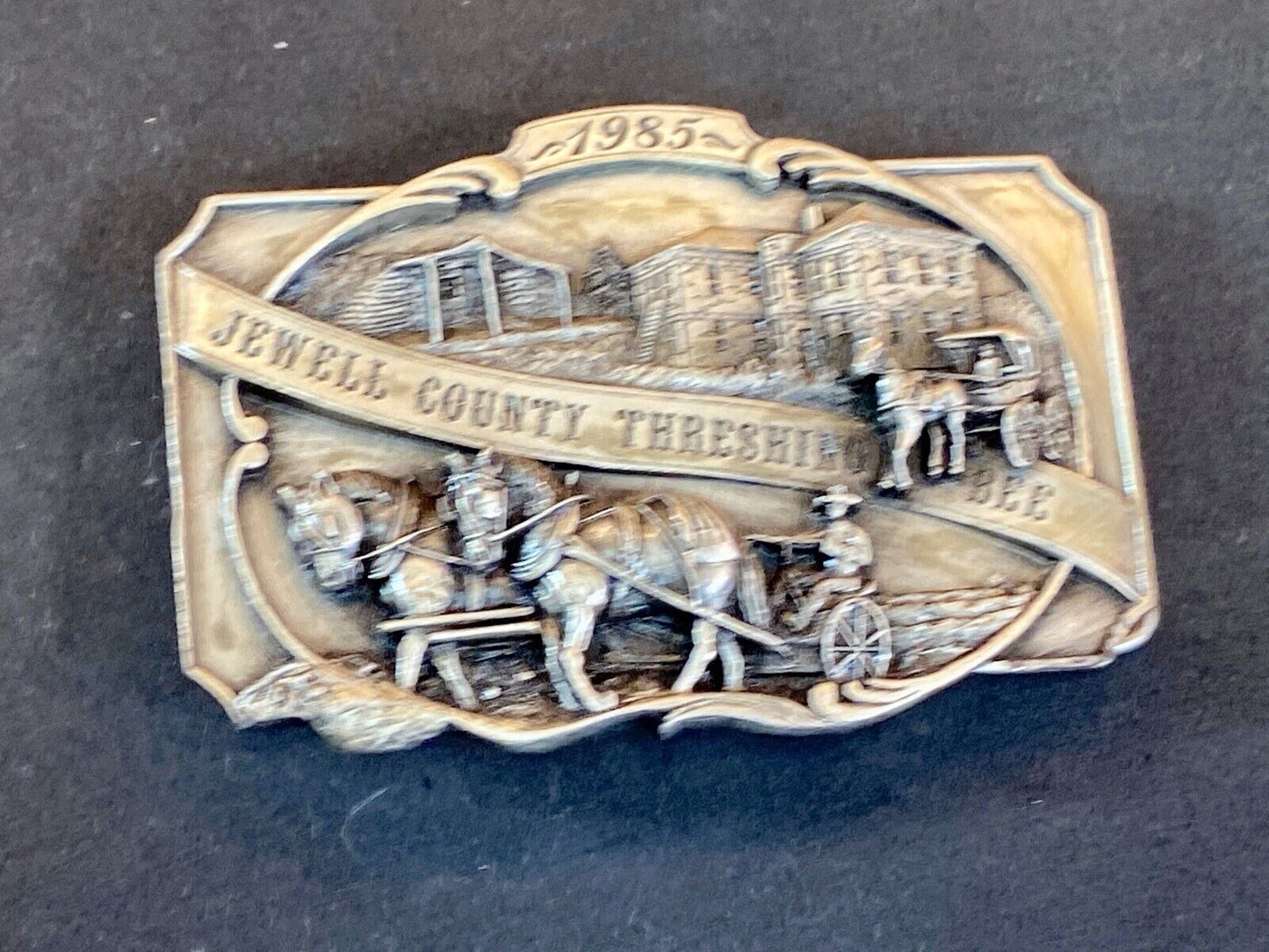 Vintage 80’S Jewell County Kansas Threshing Bee Case Farm Siskiyou Belt Buckle