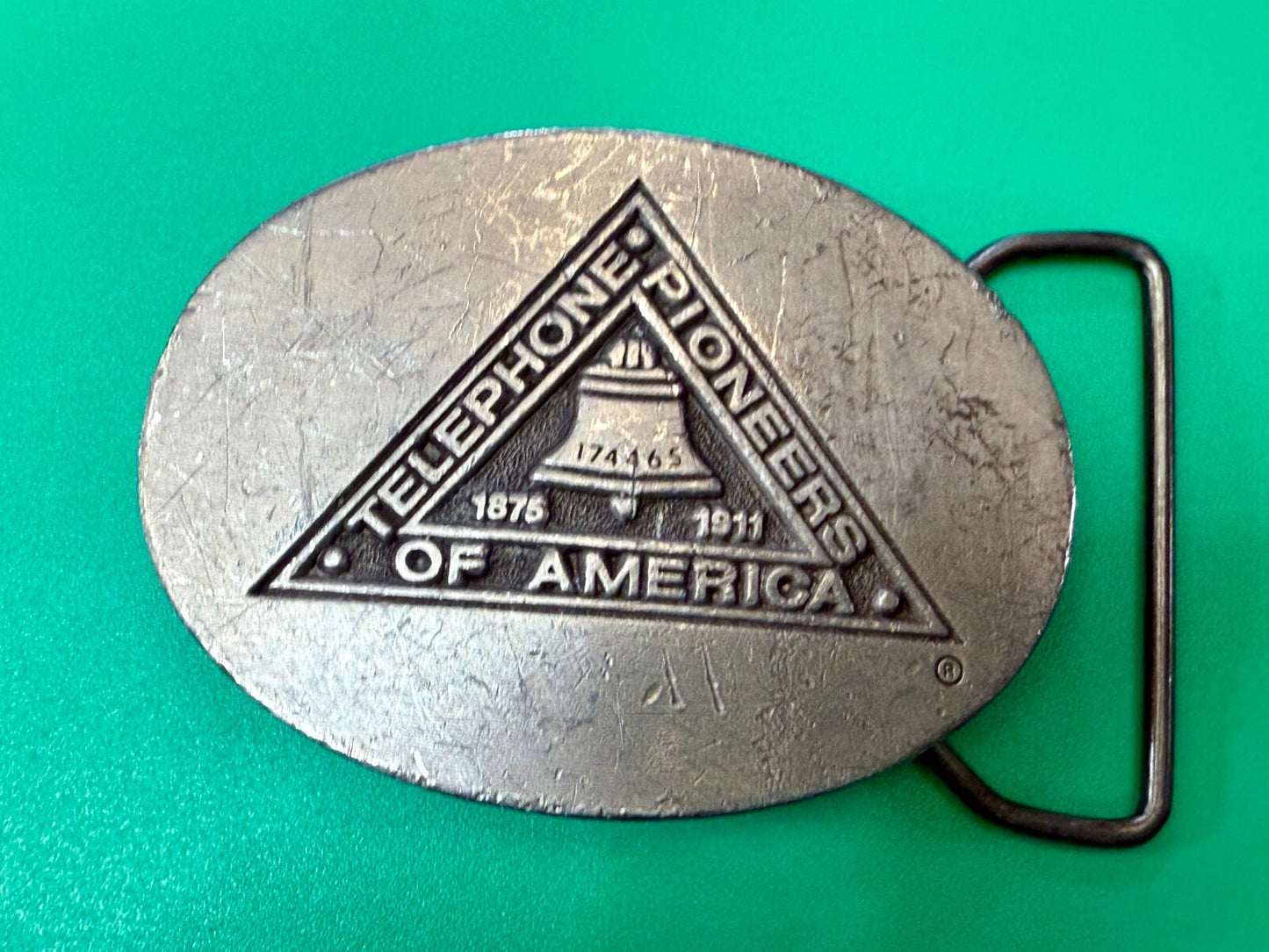Telephone Pioneers of America Silver Color Commemorative Belt Buckle