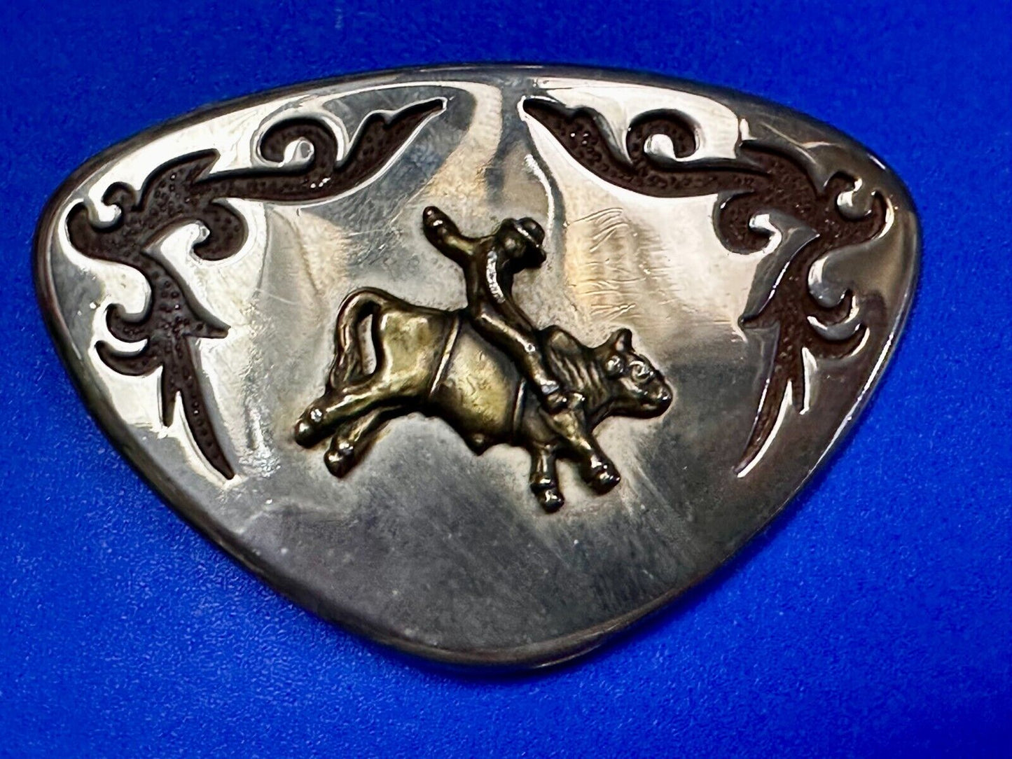 Vintage Cowboy Riding Rodeo Bull Western Belt Buckle