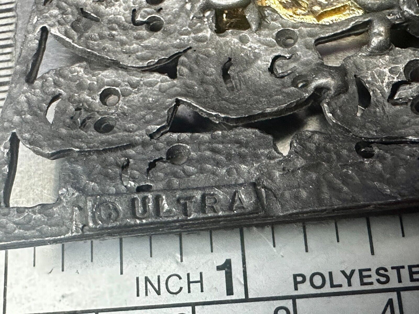 The Standout! Many Faces in Asymmetric Frame Vintage Pewter Brooch Pin by Ultra