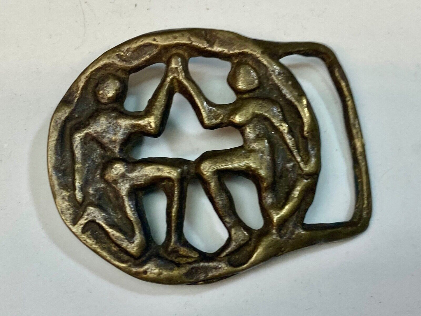 Vintage Hippie round Gemmni Twins Horoscope Astrological belt buckle