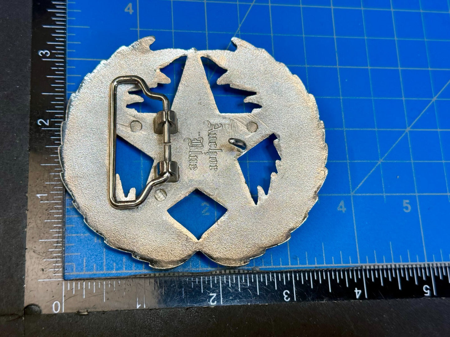 The Original Not the Imitator Star & Laurel Wreath Anchor Blue Belt Buckle