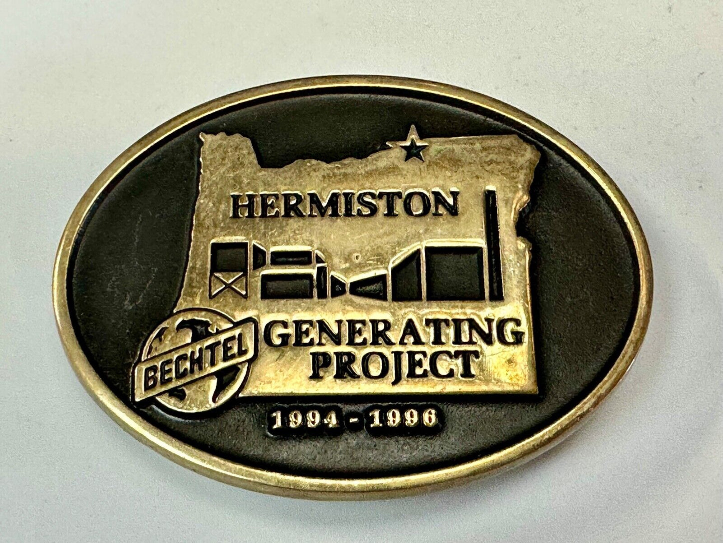 Bechtel HERMISTON Generating Project GE 7FA 94 - 96 Vtg. Anacortes belt buckle