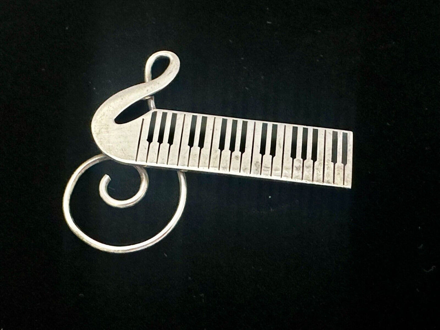 Treble Clef Piano Music Keyboard Musician Vtg. Brooch Pin Sterling 925 Mexico