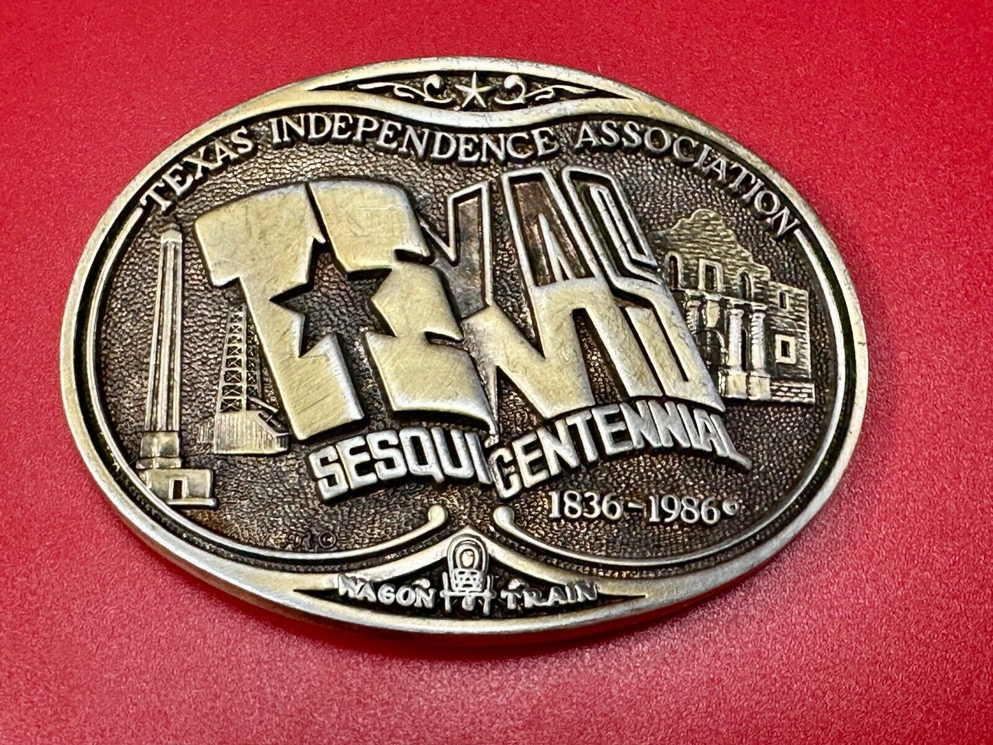 Texas State Sesquicentennial 150 year celebration solid brass ADM belt buckle