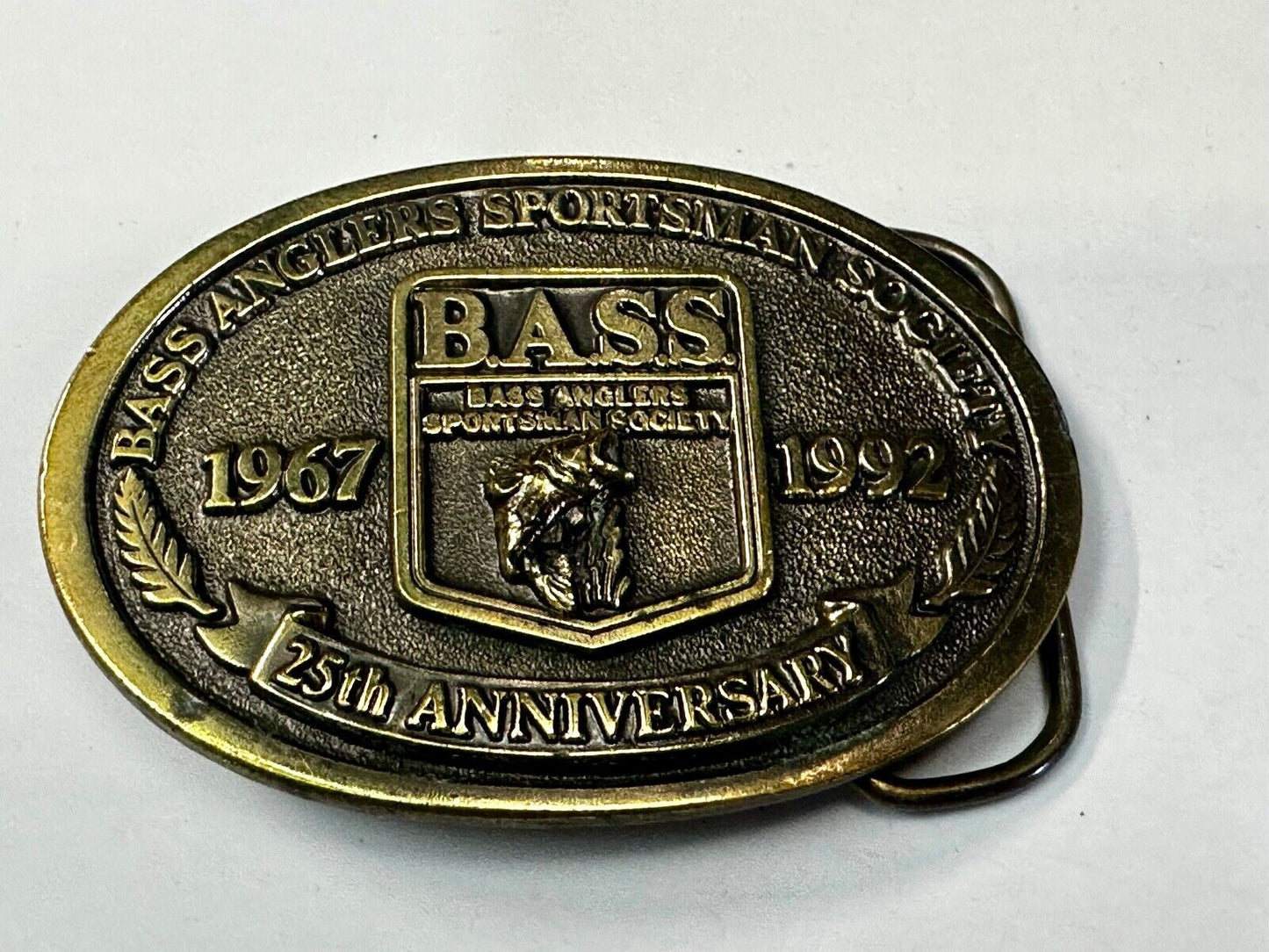 1992 BASS Anglers Sportsman Society Sport Fishing Fishermans 25th yr Belt Buckle