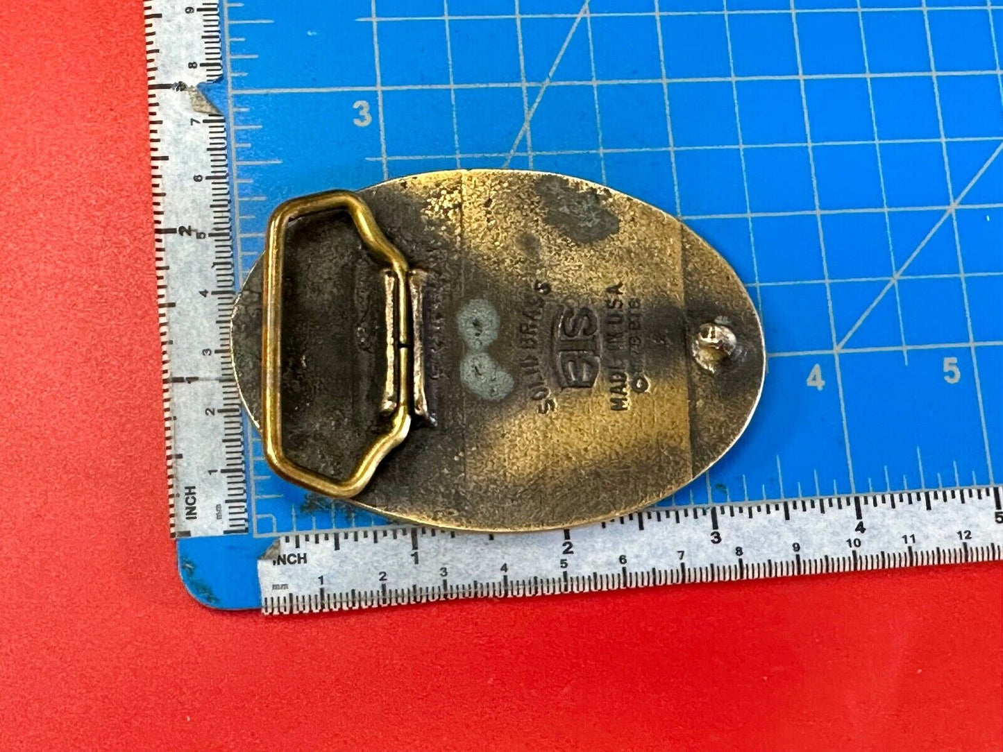 Vintage Boeing Electronics Inc Solid Brass BTS 1978 belt buckle Star Emblem