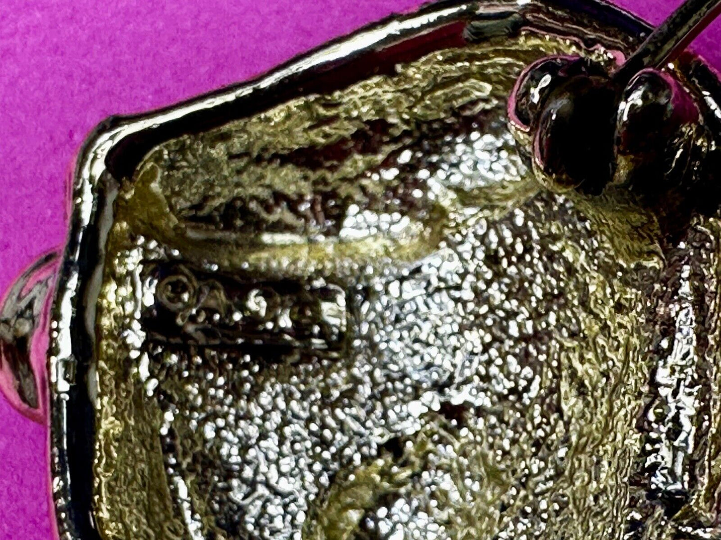 Adorable Teddy Bear Gold Tone Vintage Brooch Pin Signed by.AJC