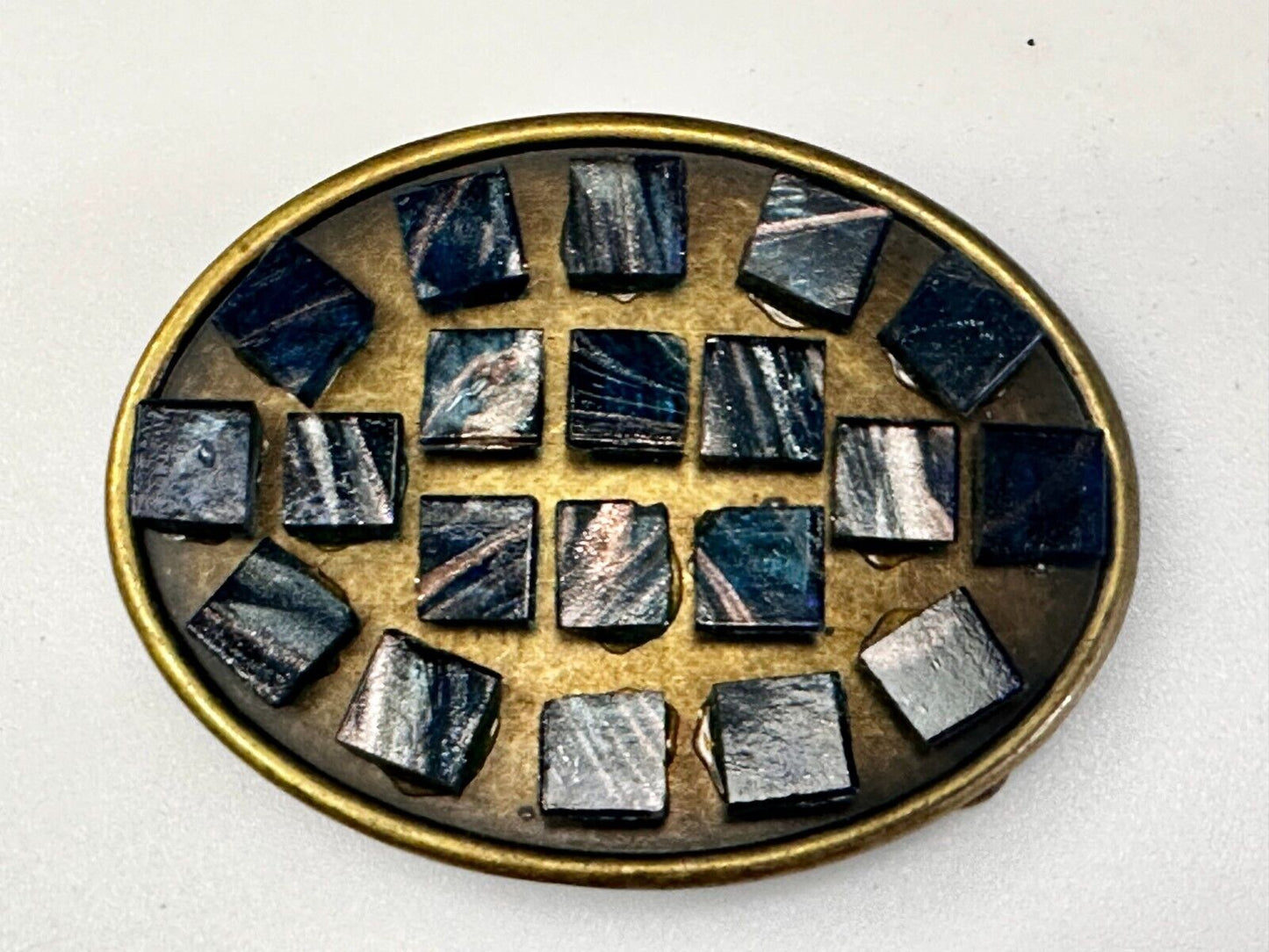 Artisan Stone Cubes - Native American Indian Style? Unique Oval Belt Buckle