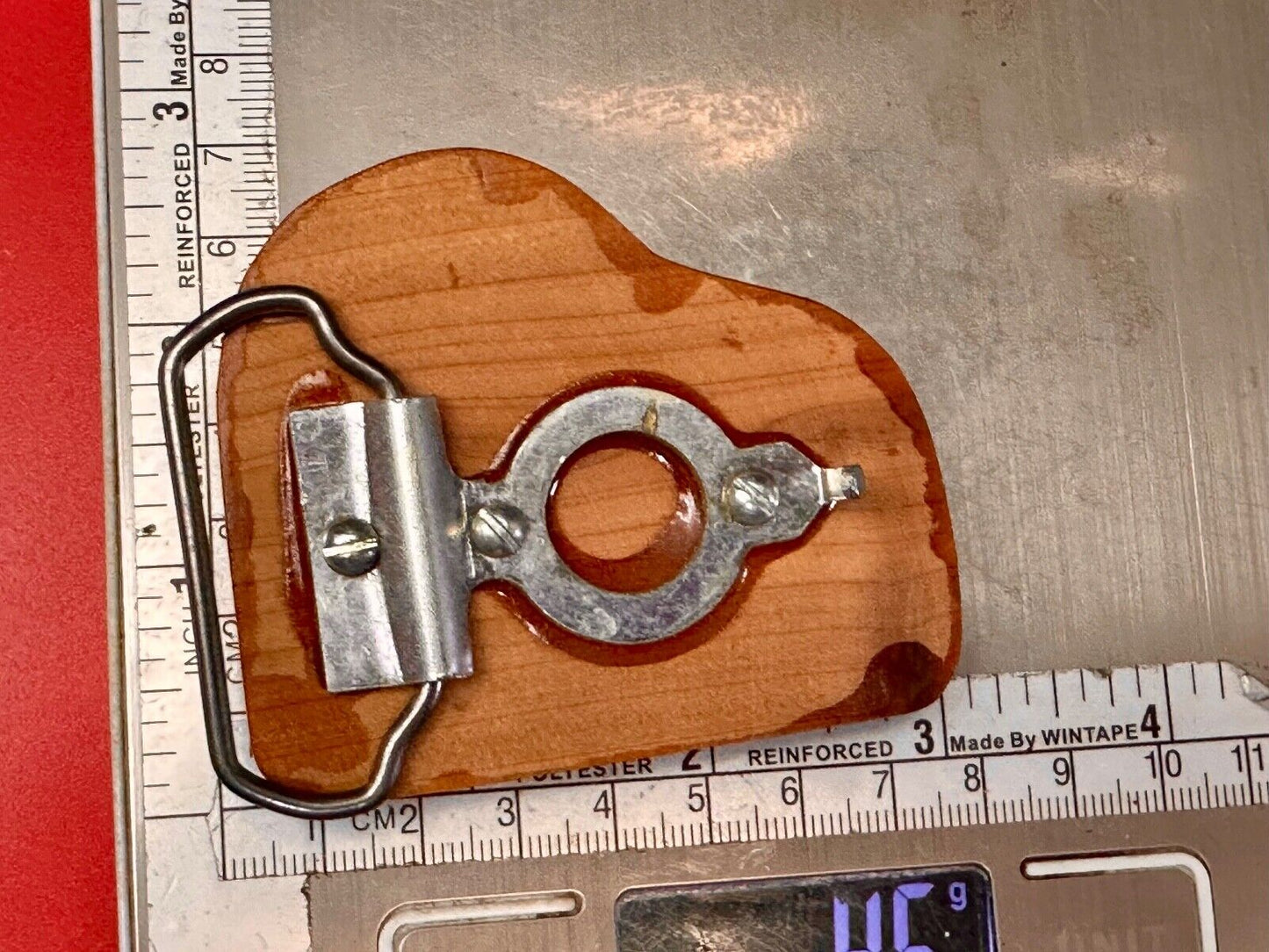 Vintage Artisan Inlaid Holland Michigan Pin and windmill Into wooden Belt Buckle