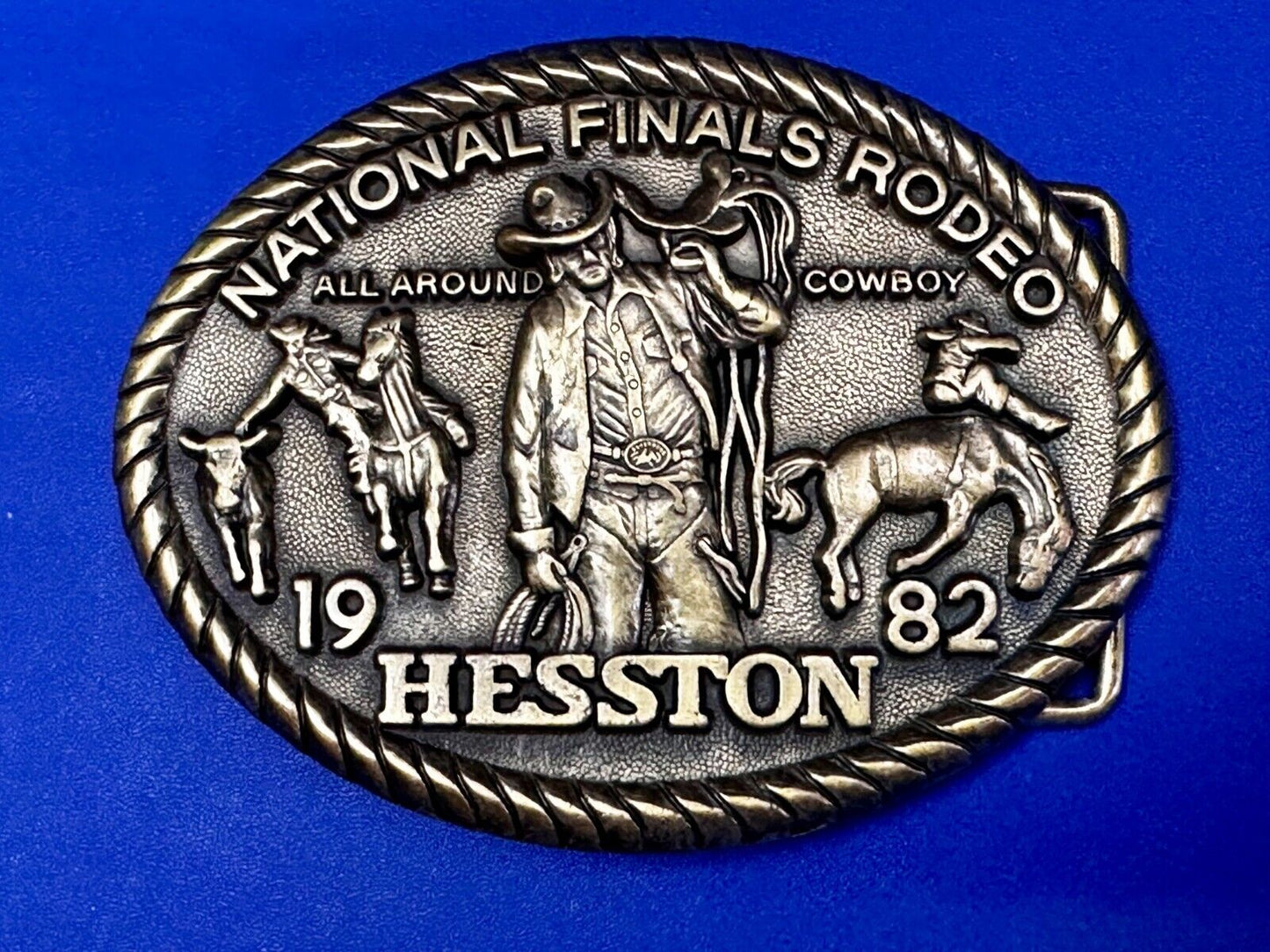 1982 Hesston NFR National Finals Rodeo Cowboys Western Belt Buckle