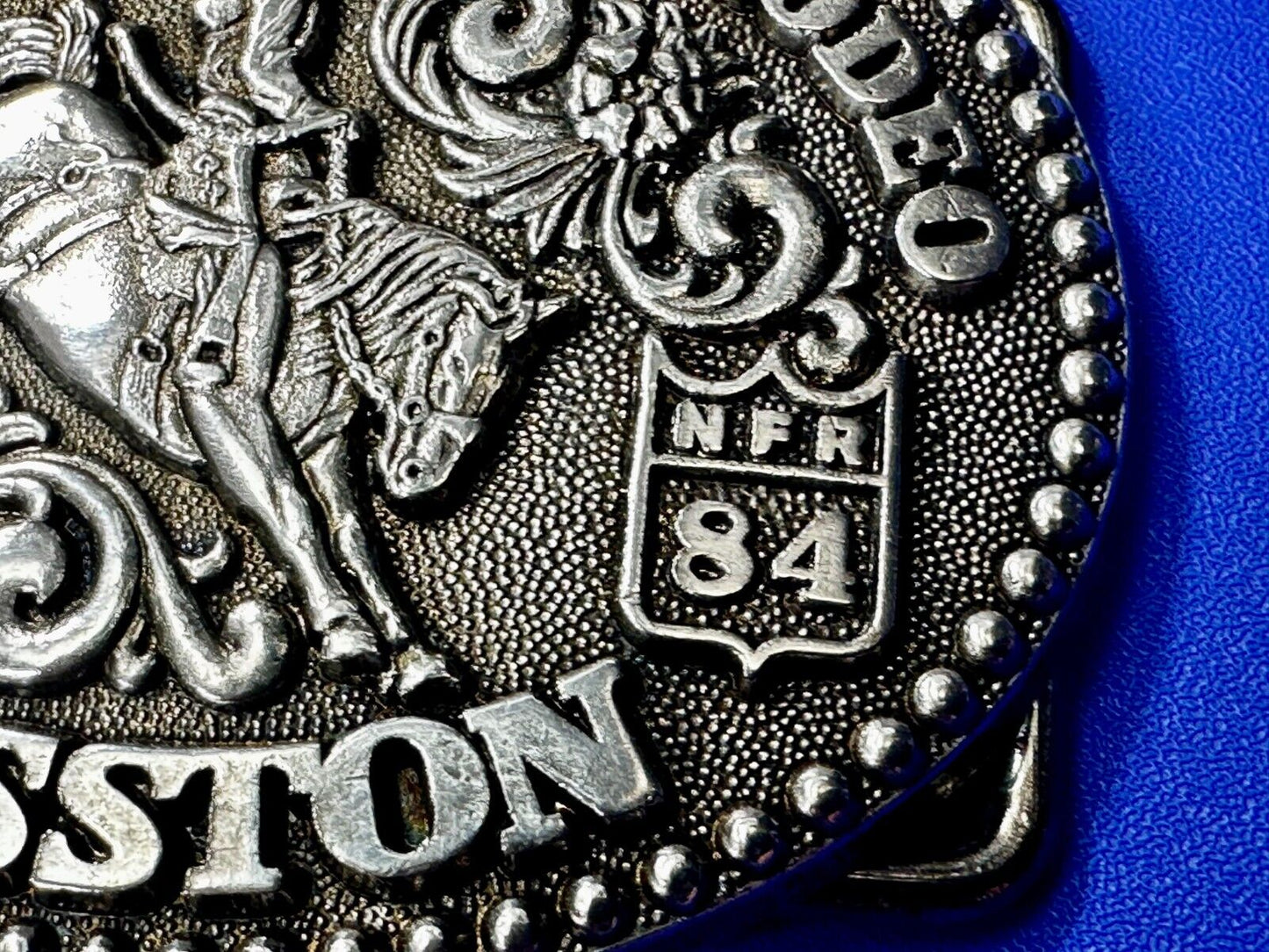 1984 National Finals Rodeo Hesston NFR Youth Size Small Collectors Belt Buckle