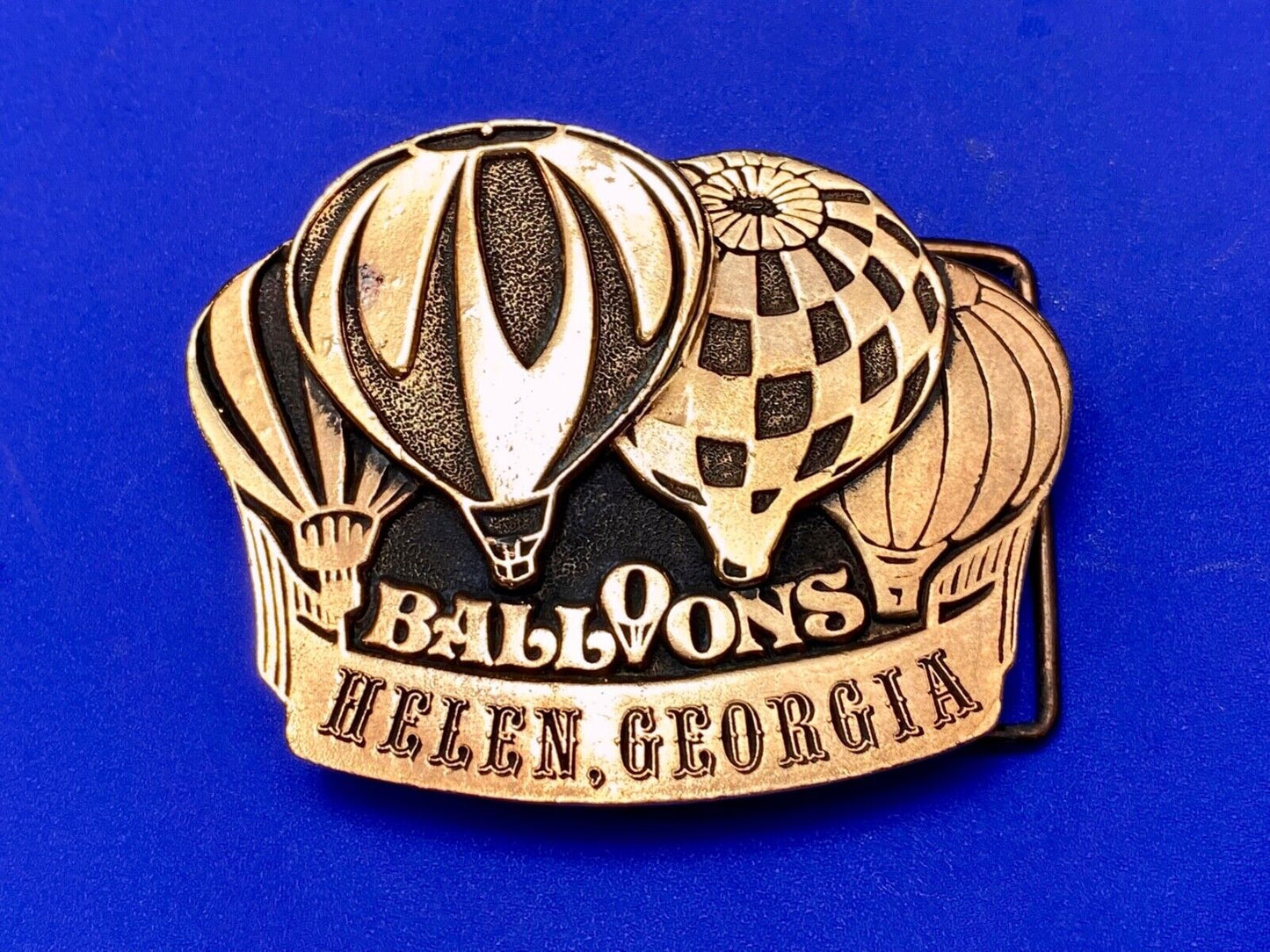 VINTAGE 70's HOT AIR Balloons Belt Buckle Helen Georgia Collectible Belt Buckle
