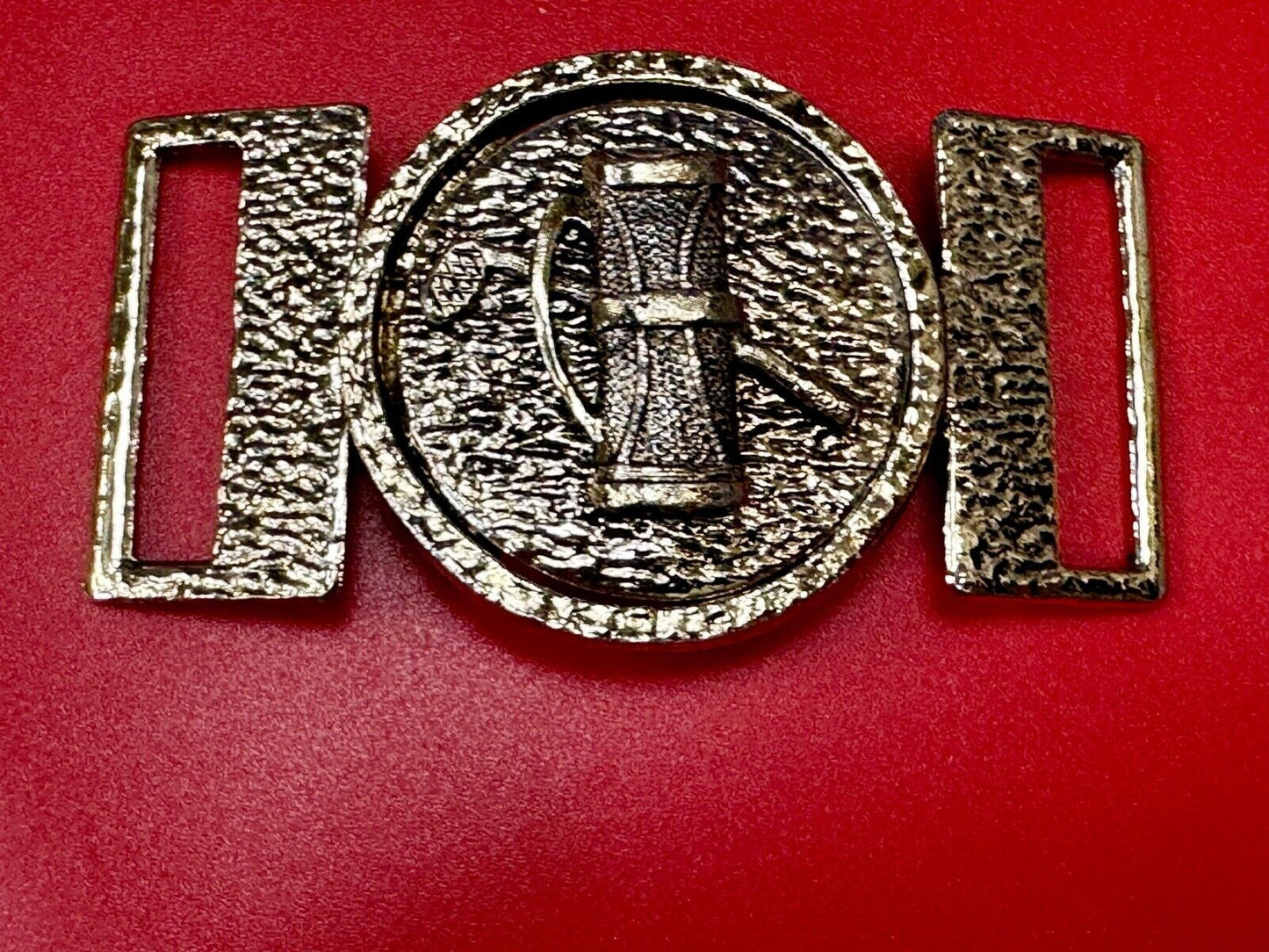 two piece interconnecting gold color belt buckle