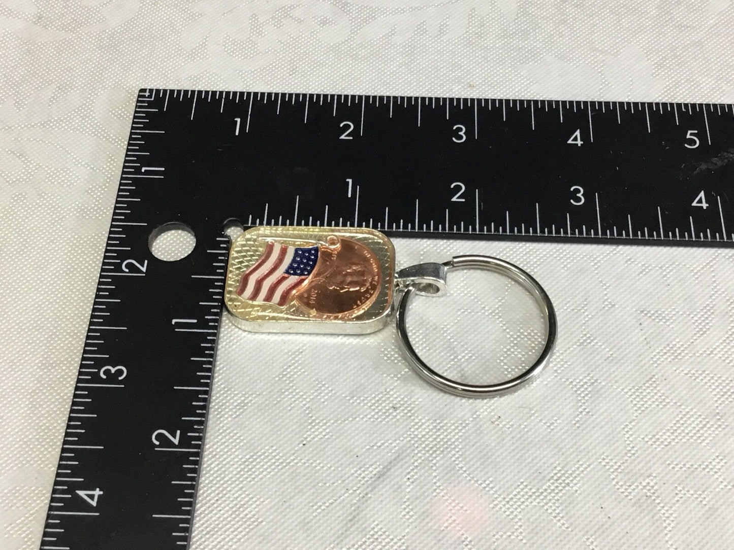 2014 penny - American flag under casing - United States custom KEYCHAIN
