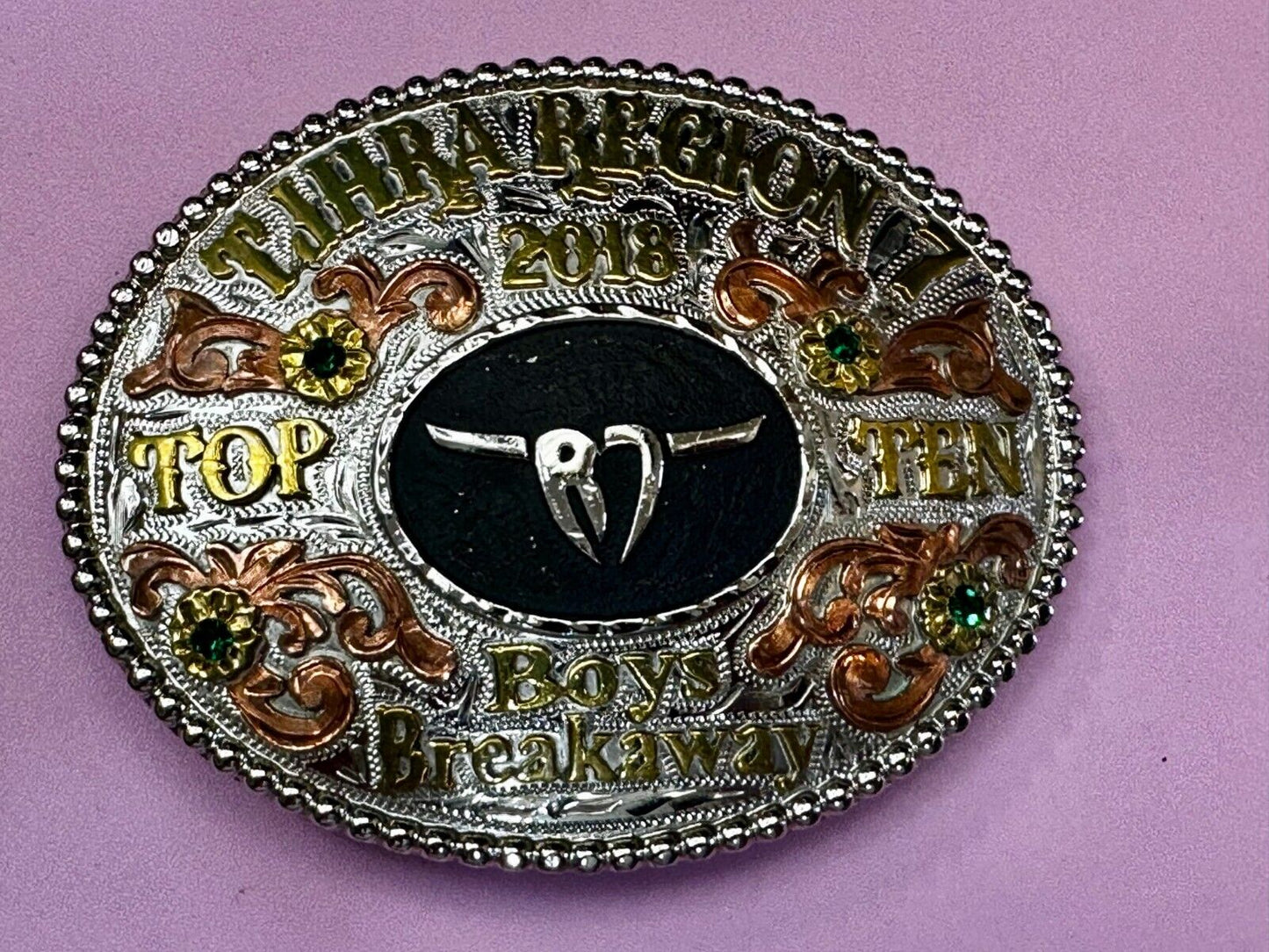 TJHRA Region 7 Top Ten Boys Breakaway Rodeo Tres Rios Trophy Belt Buckle