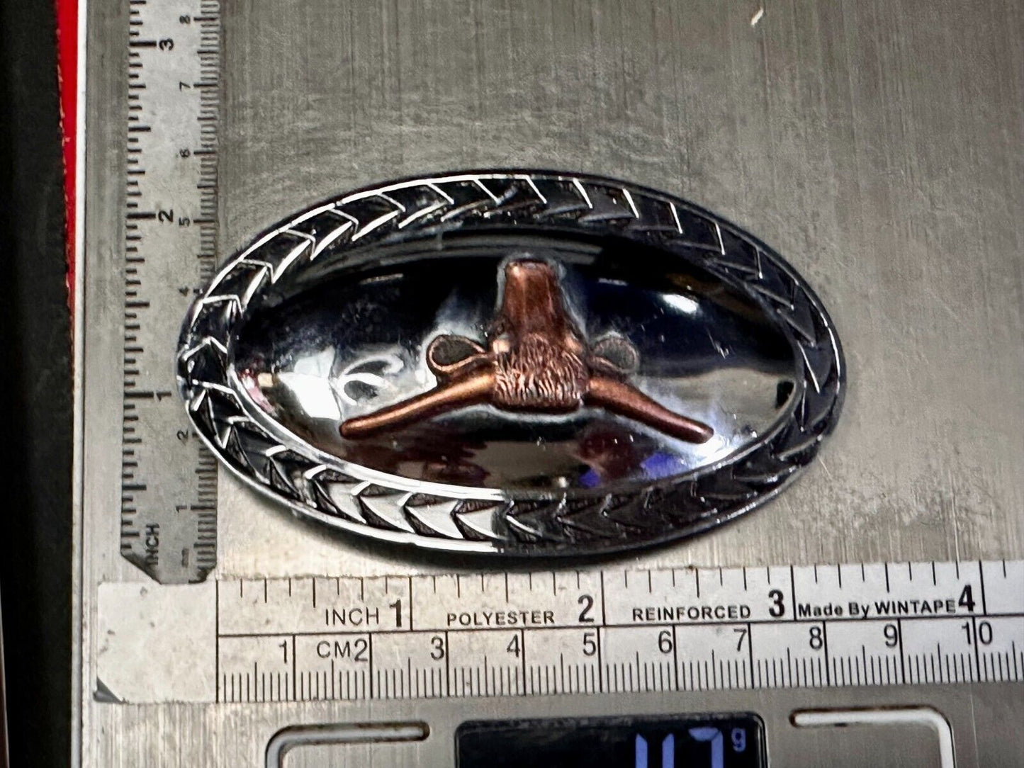 Texas Longhorn Steer Vintage Wide Oval Cowgirls Cowboys Two Tone Belt Buckle