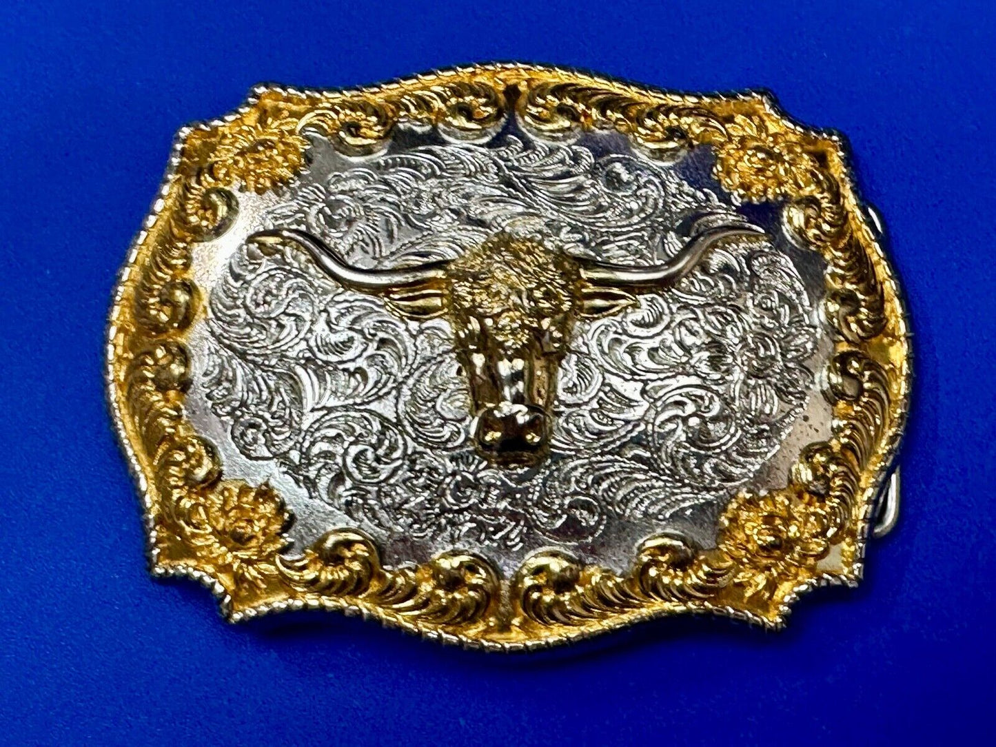 Texas longhorn - Two tone highly Detailed Western Belt Buckle by Jeans Friend