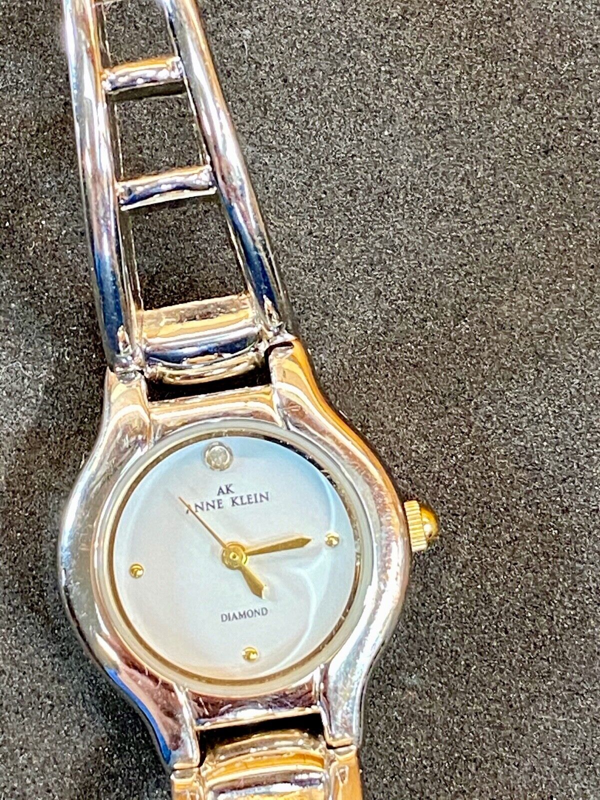 Beautiful Ak Anne Klein Diamond Gold Tone Women's Ladies Watch - Working Well!