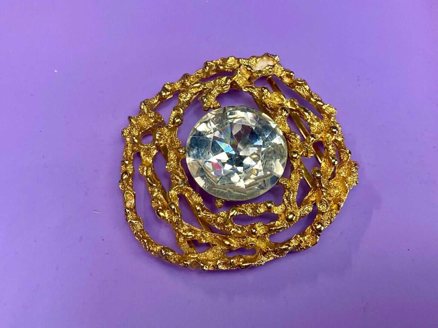 Beautiful retro gold tone see through abstract -Faux stone, belt slide or buckle