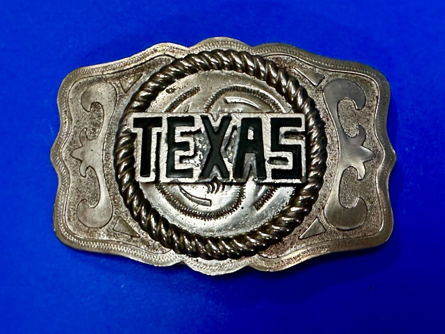 Texas State - Large Centerpiece Ornate Silver Tone Vintage Belt Buckle