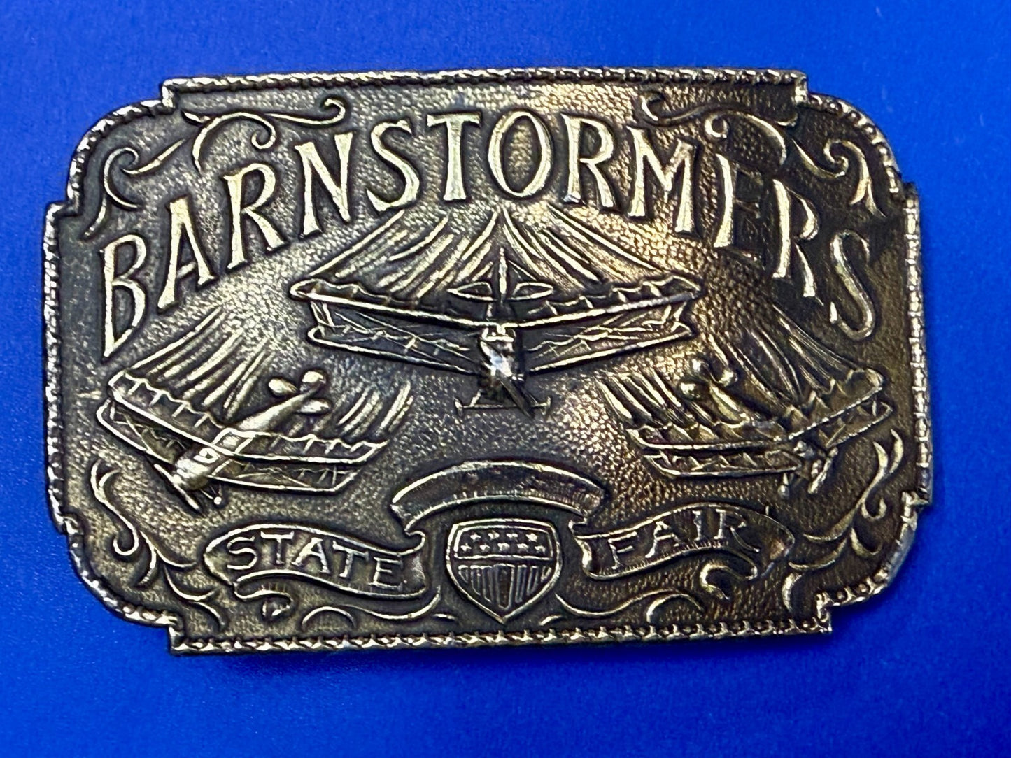 Barnstormers State Fair Show Bi Plane Fixed Wing Aircraft Lewis Belt Buckle
