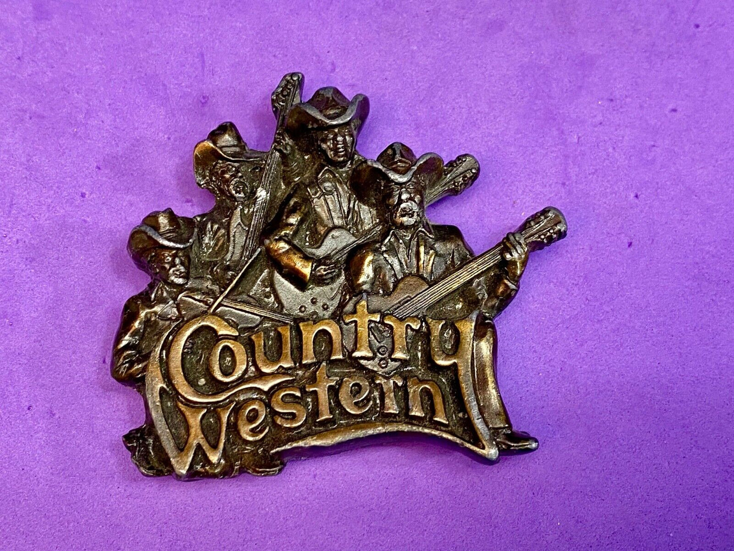 Vintage 1981 Country Western Music Pickers Bluegrass Musicians Belt Buckle