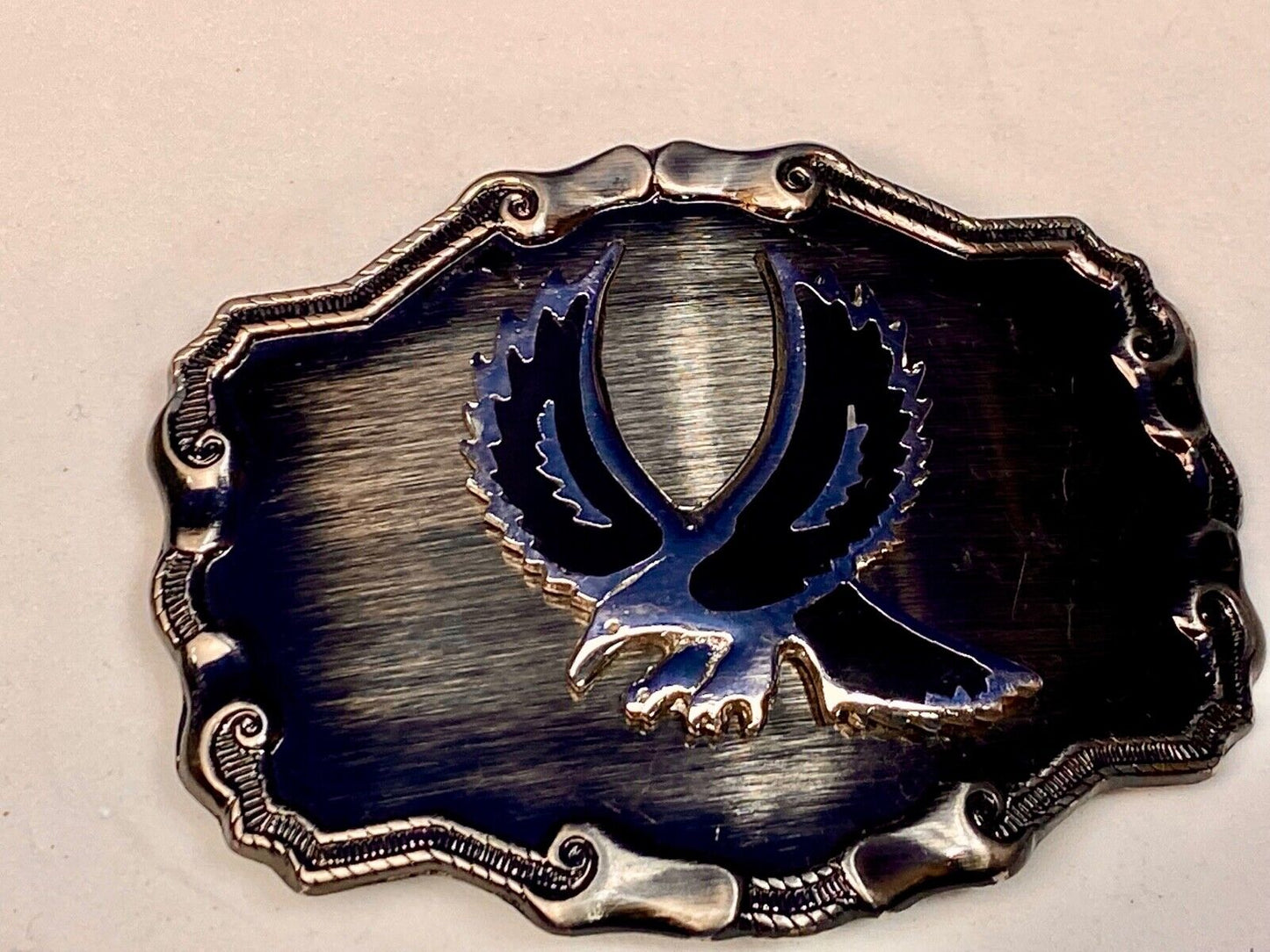 VIntage EAGLE enamel filled western framed belt buckle