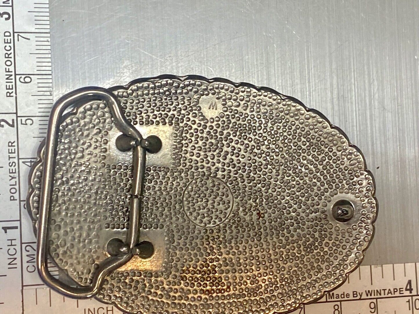Vintage Cowboy Man Riding Horse Horseback Oval Western Style Belt Buckle