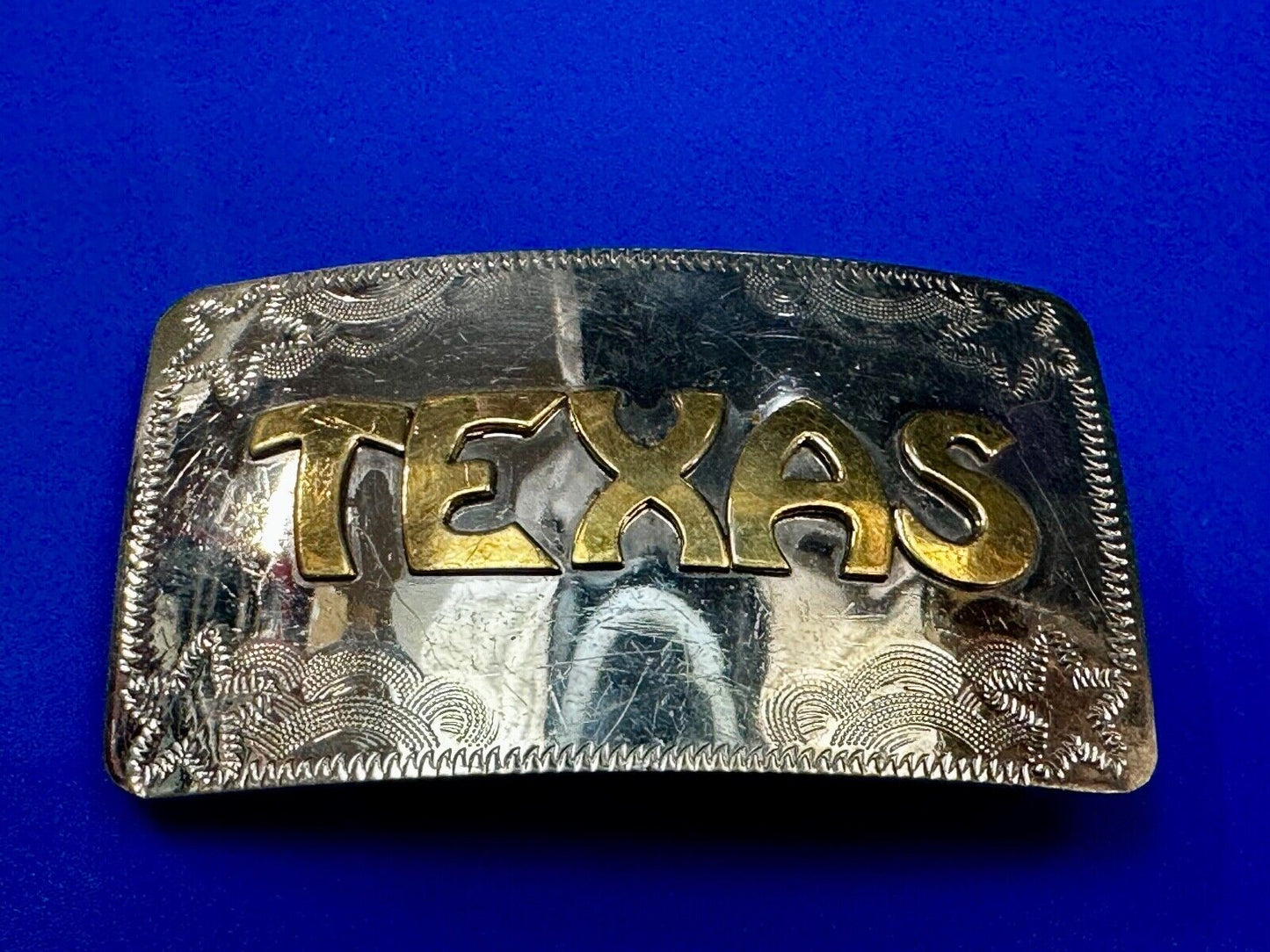 The Great State of Texas two tone German Silver rectangular Belt Buckle