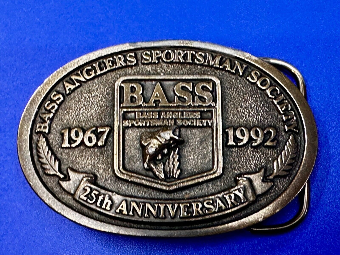 1992 Bass Anglers Sportsman Society Club 25th Anniversary Fishing Belt Buckle