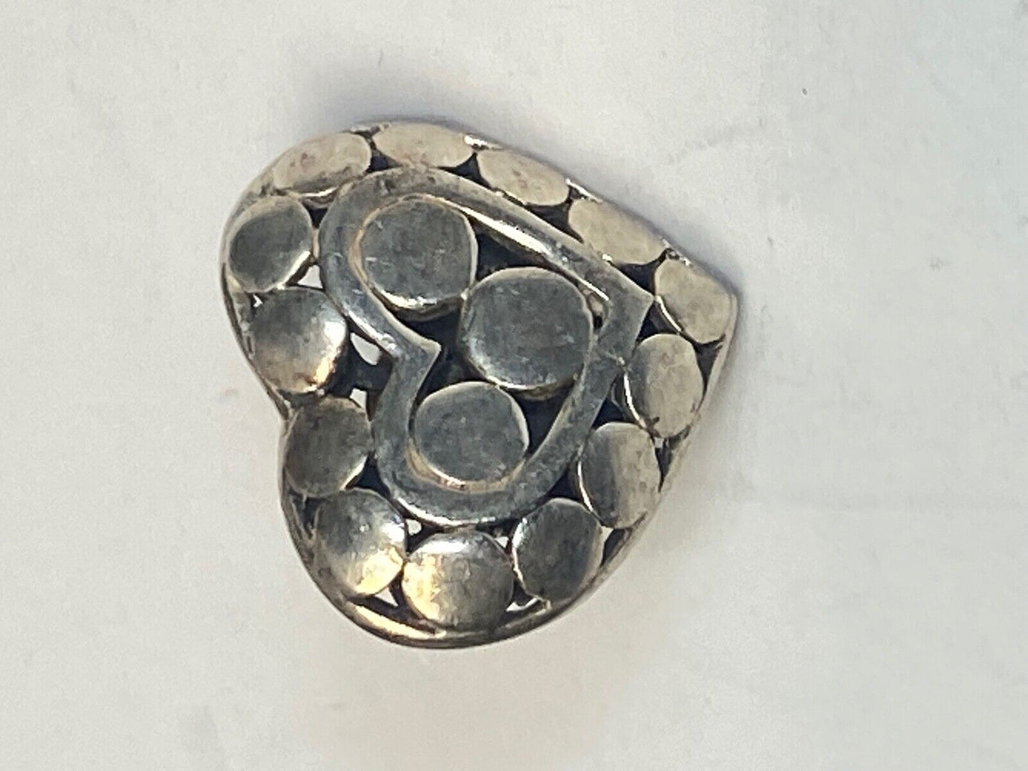 Adorable Heart Silver 925 Vintage See Thought Skeleton Southwestern Brooch