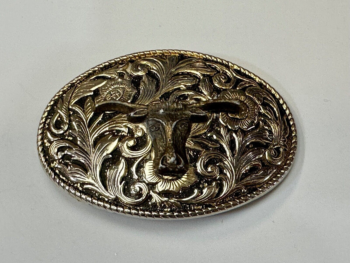 The Longhorn cow steer - cowboys cowgirls western Vintage belt buckle to restore